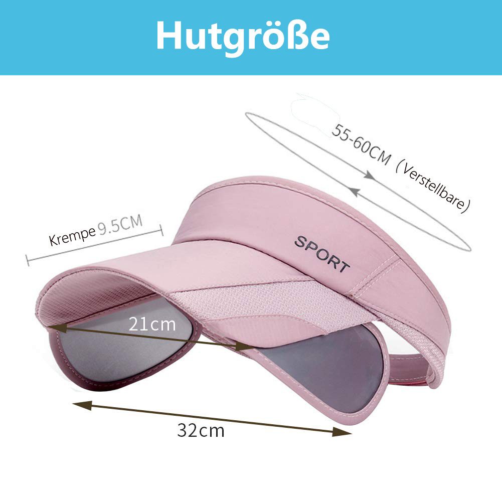 Zaewry Sonnenhut Sommer-Sonnenhut – Verstellbare Golfkappe für Damen mit einziehbarem Schirm, UV-Schutz, Strand-/Tennis-Sporthut
