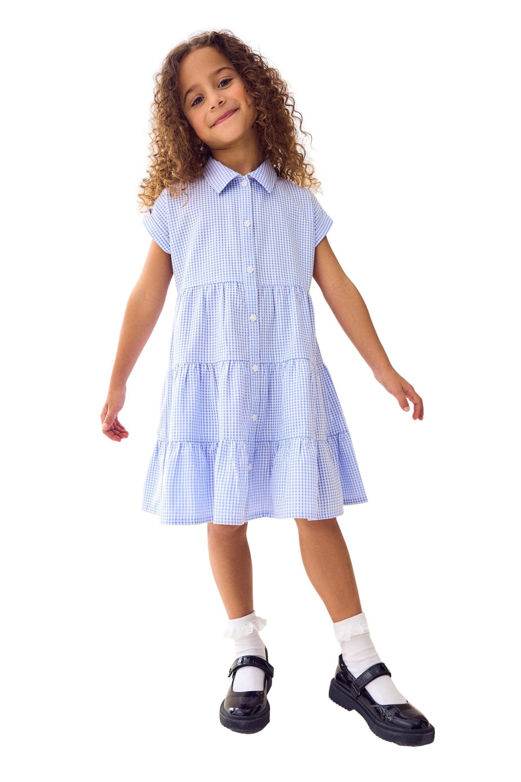 Hemdblusenkleid Gestuftes Kleid mit Vichykaros und Kragen