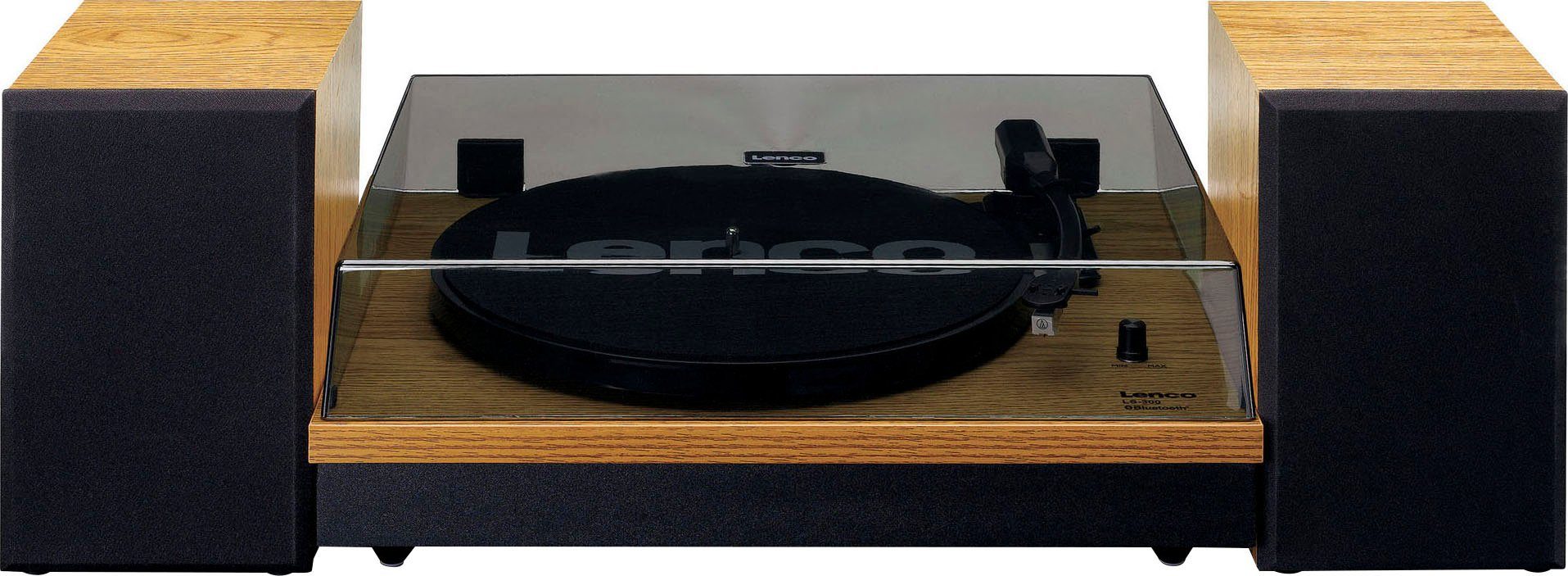 Lenco LS-300WD Plattenspieler Plattenspieler (Riemenantrieb) Lautsprechern mit Holz ext