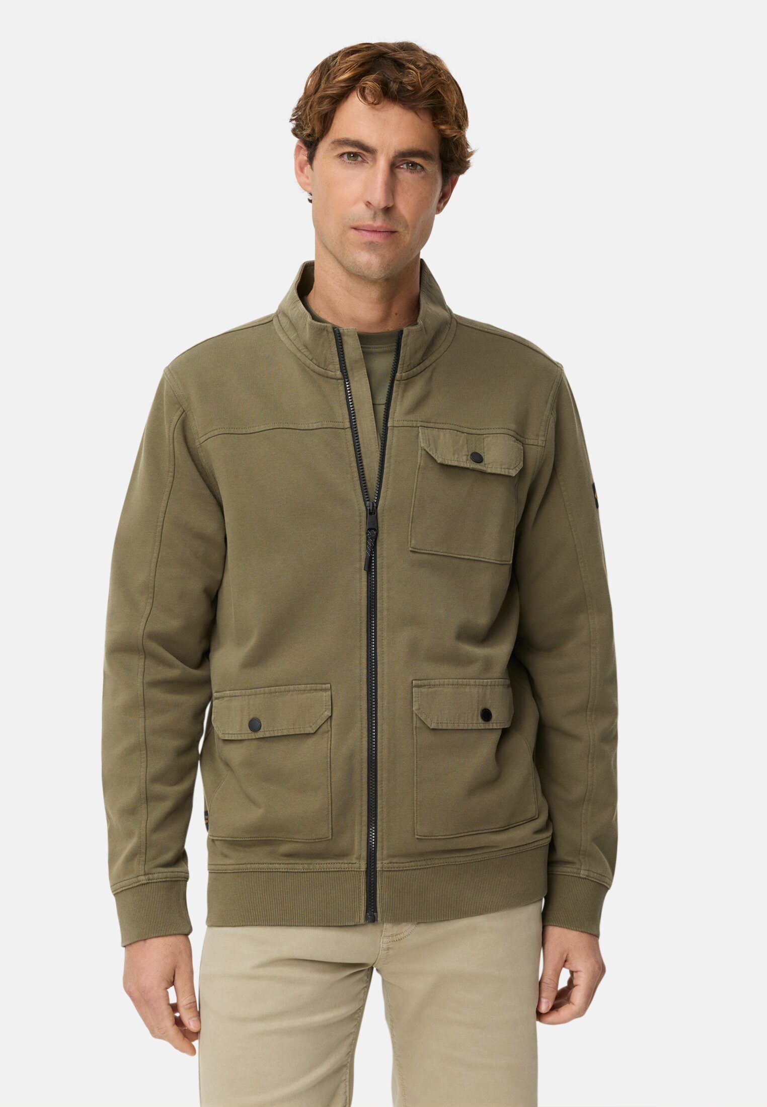 camel active Sweatjacke mit Kontrastdetails Langarm