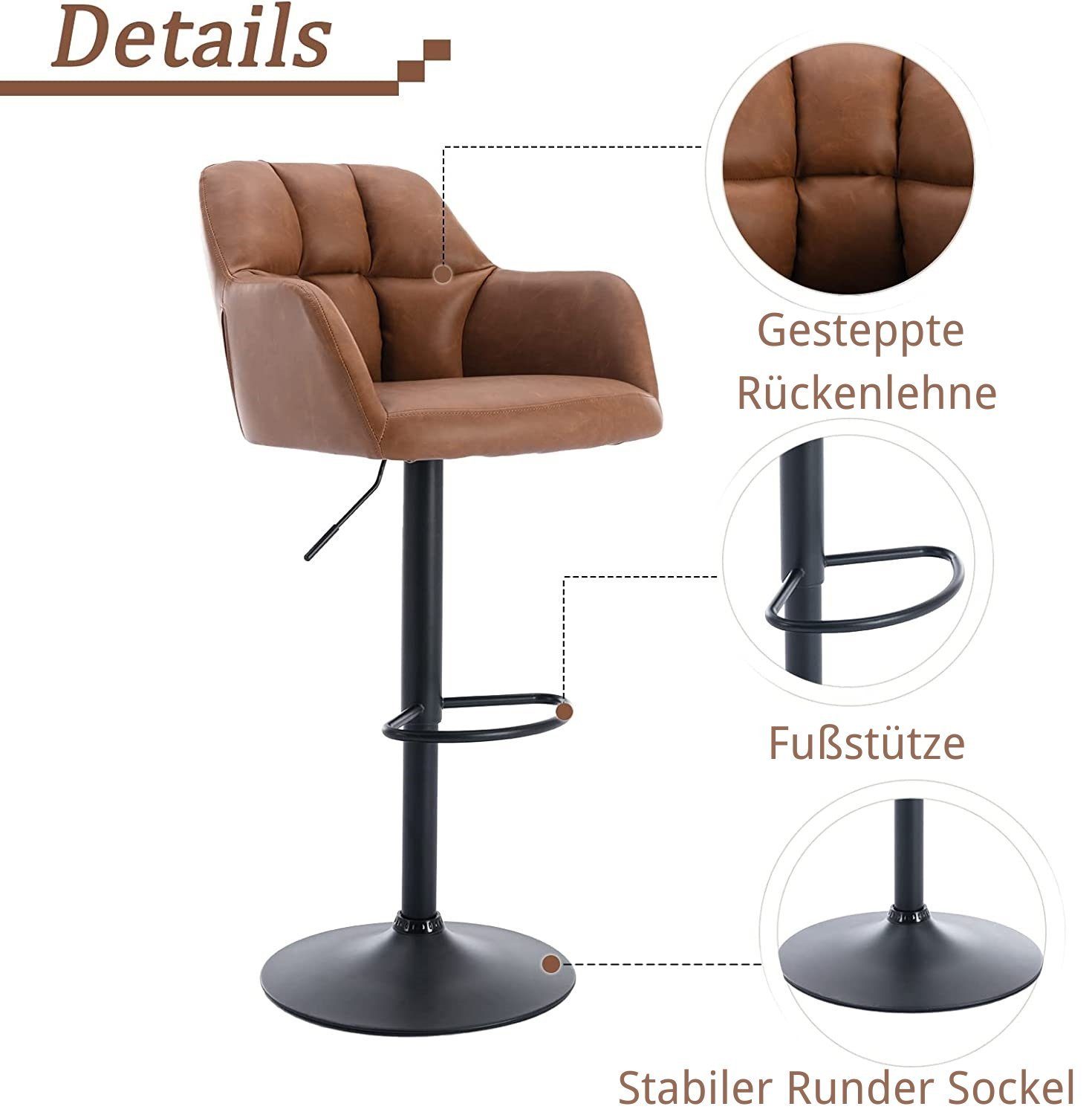 WAHSON OFFICE CHAIRS Barhocker 2er Barstuhl Samtstoff Thekenhocker