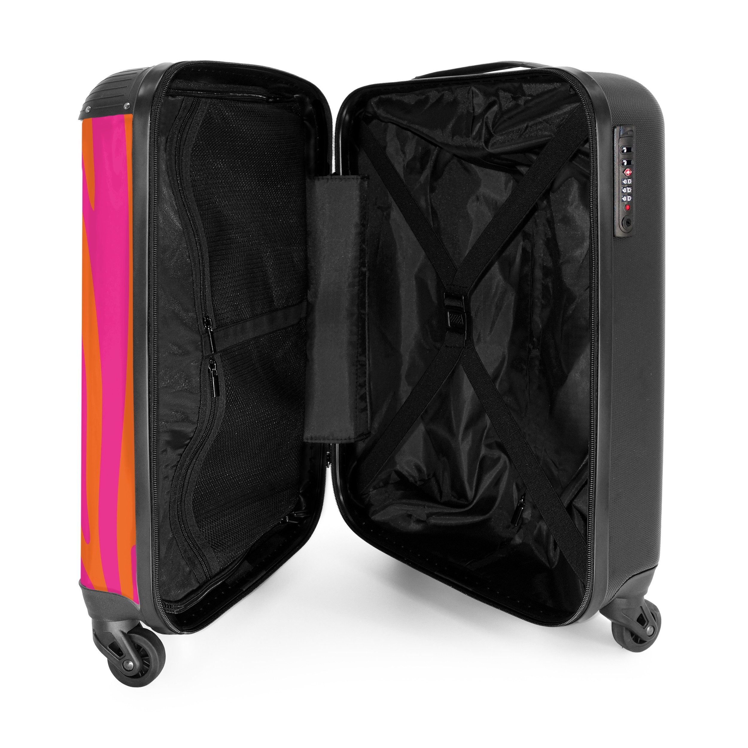 NoBoringSuitcases.com© Hartschalen-Trolley Rosa und orangefarbener Zebradruck 55x35x20cm, Handgepäck Koffer & Trolleys, Luggage, Reisekoffer Frauen – Bild 4 von 5