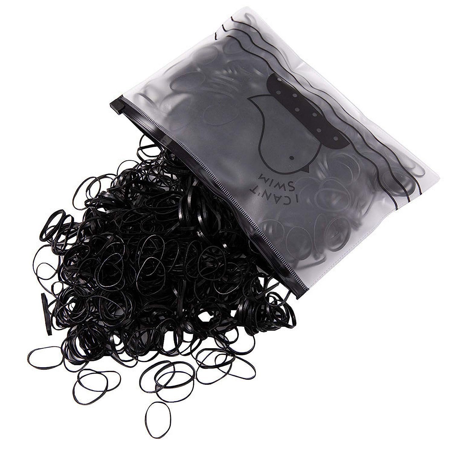 WaKuKa Diadem Mini elastisches schwarz geeignet Gummi (500-tlg) Stirnband, zum Weben