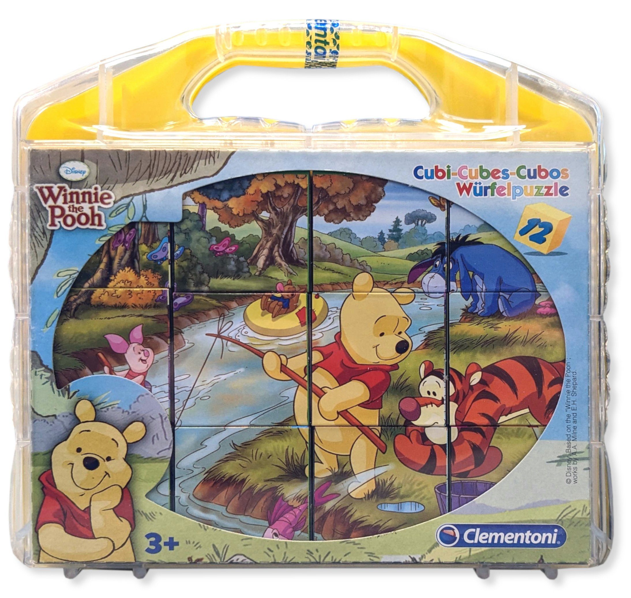 (12 - Clementoni® Disney Teile), Puzzle Würfelpuzzle im Winnie Puuh 12 Koffer Puzzleteile