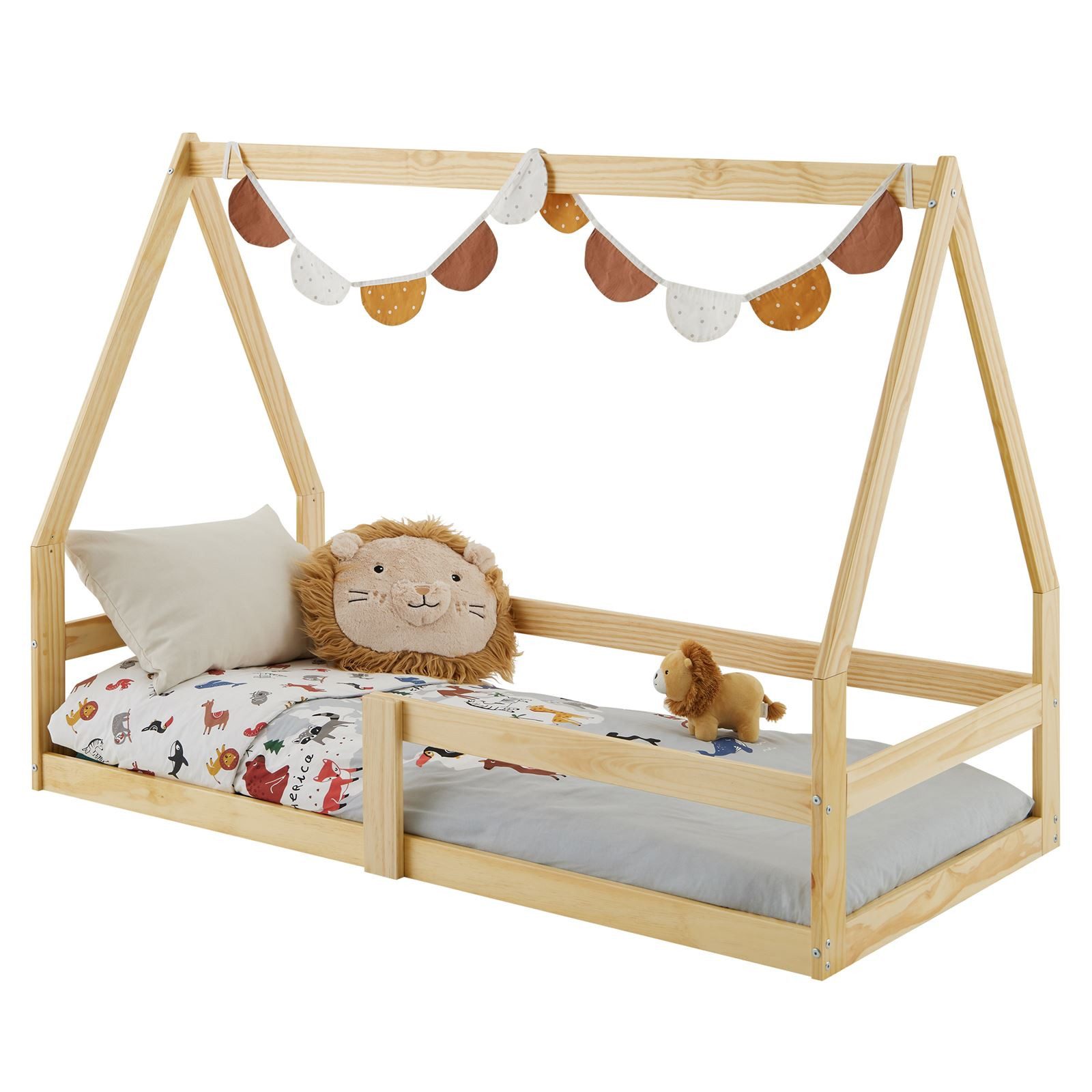 IDIMEX Kinderbett, Hausbett Kinder Bodenbett Kinderbett Kiefer-Massivholz 70x140 cm natur