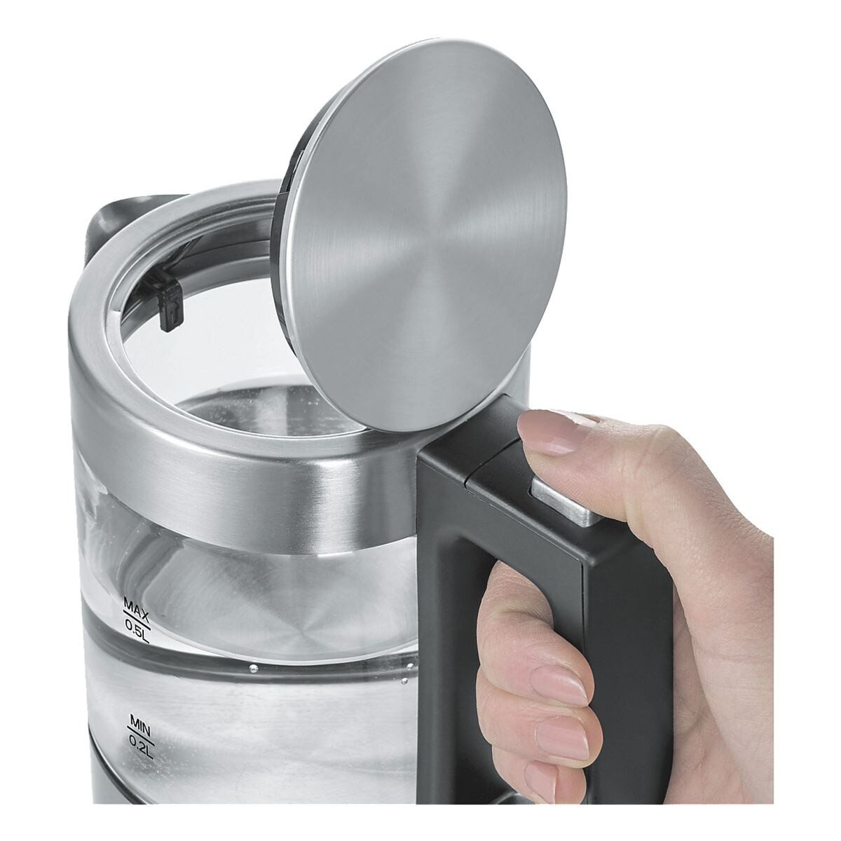 Severin Wasserkocher Mini Glas-Wasserkocher WK 3472, schnurlos, Überhitzungsschutz – Bild 5 von 5