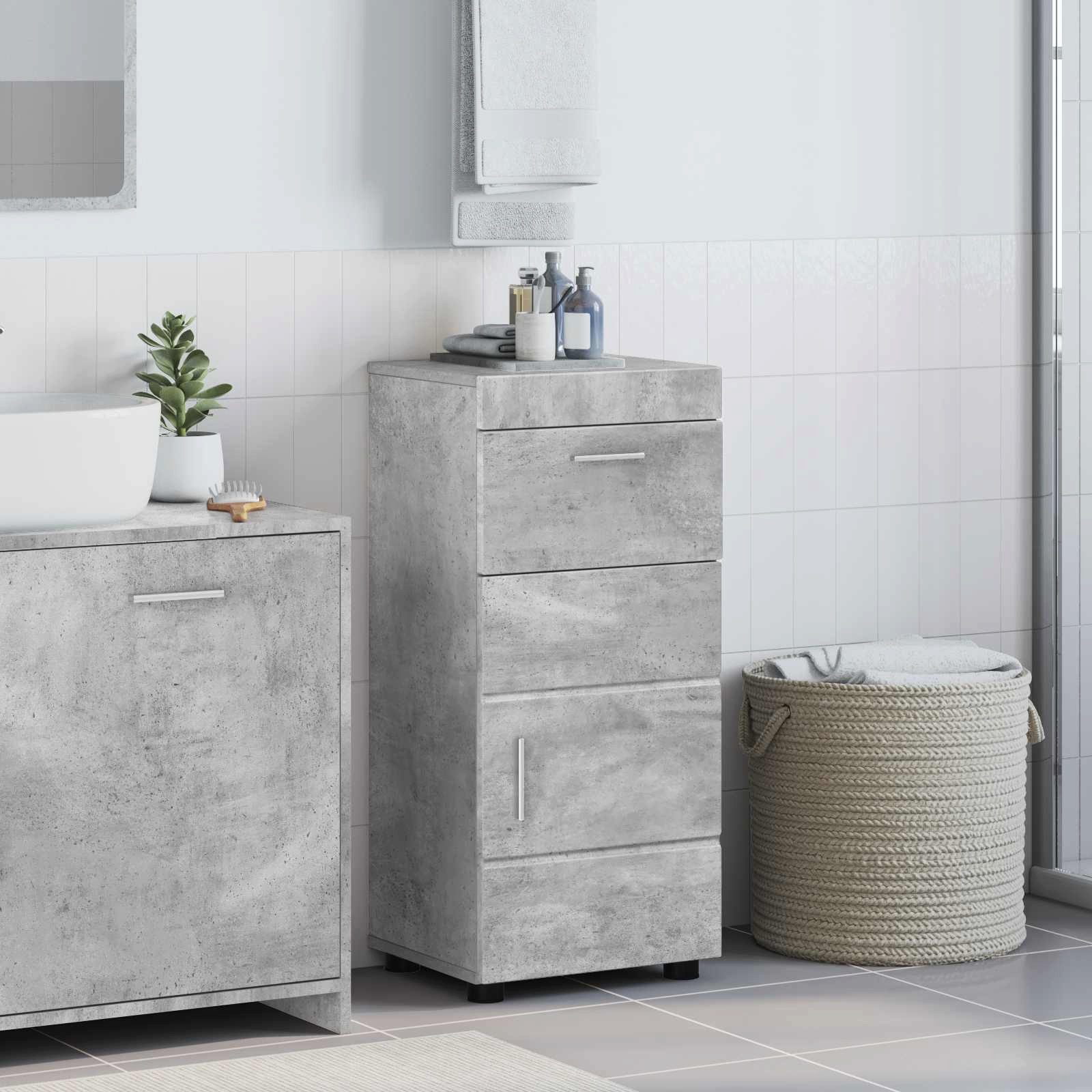vidaXL Badezimmerspiegelschrank Badezimmerschrank-Set TULUM Beton Grau 37 x 31,5 x 82 cm (1-St)