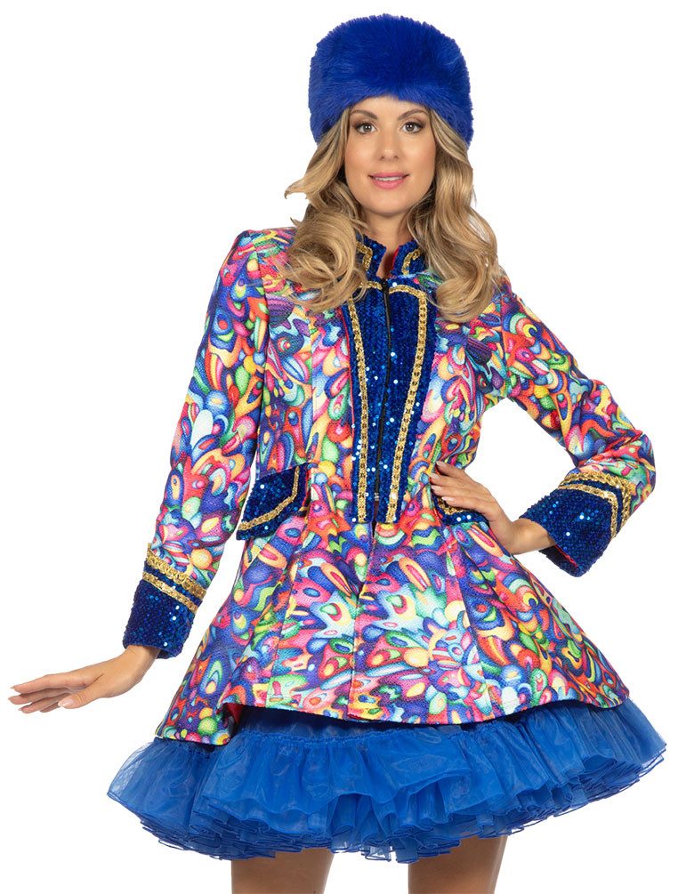 Karneval-Klamotten Kostüm Festliche Jacke große Größen blau hochwertig Damen, Plus Size Karneval Frack Damenkostüm Prunksitzung Partnerkostüm