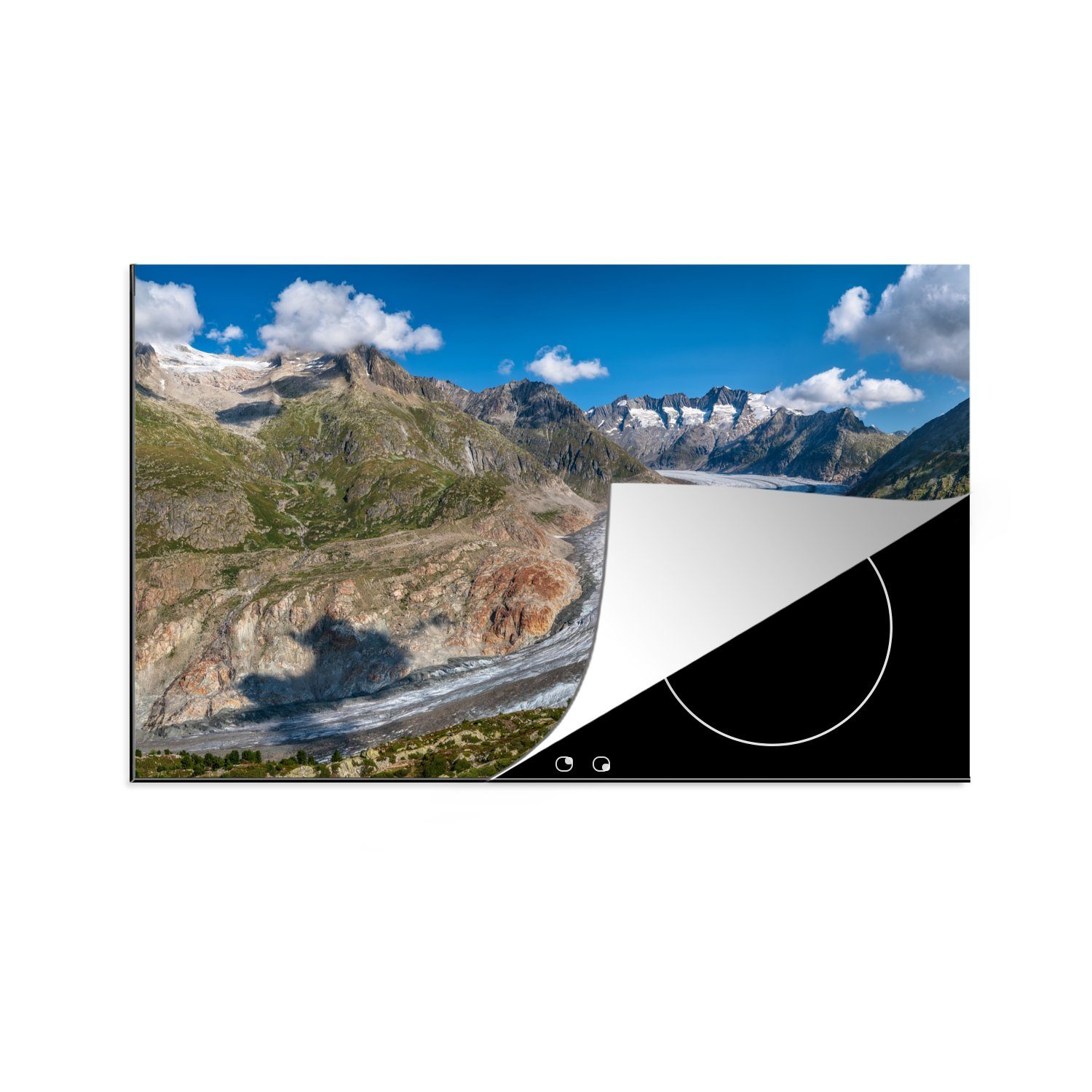 MuchoWow Herdblende-/Abdeckplatte Der Aletschgletscher in den Schweizer Alpen, Vinyl, (1 tlg), 83x51 cm, Ceranfeldabdeckung, Arbeitsplatte für küche | Herdabdeckplatten