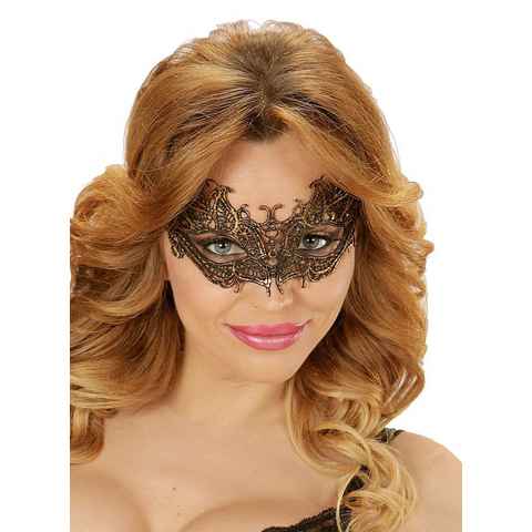Widdmann Verkleidungsmaske Spitzenmaske schwarz-gold, Venezianische Augenmaske aus Stoff