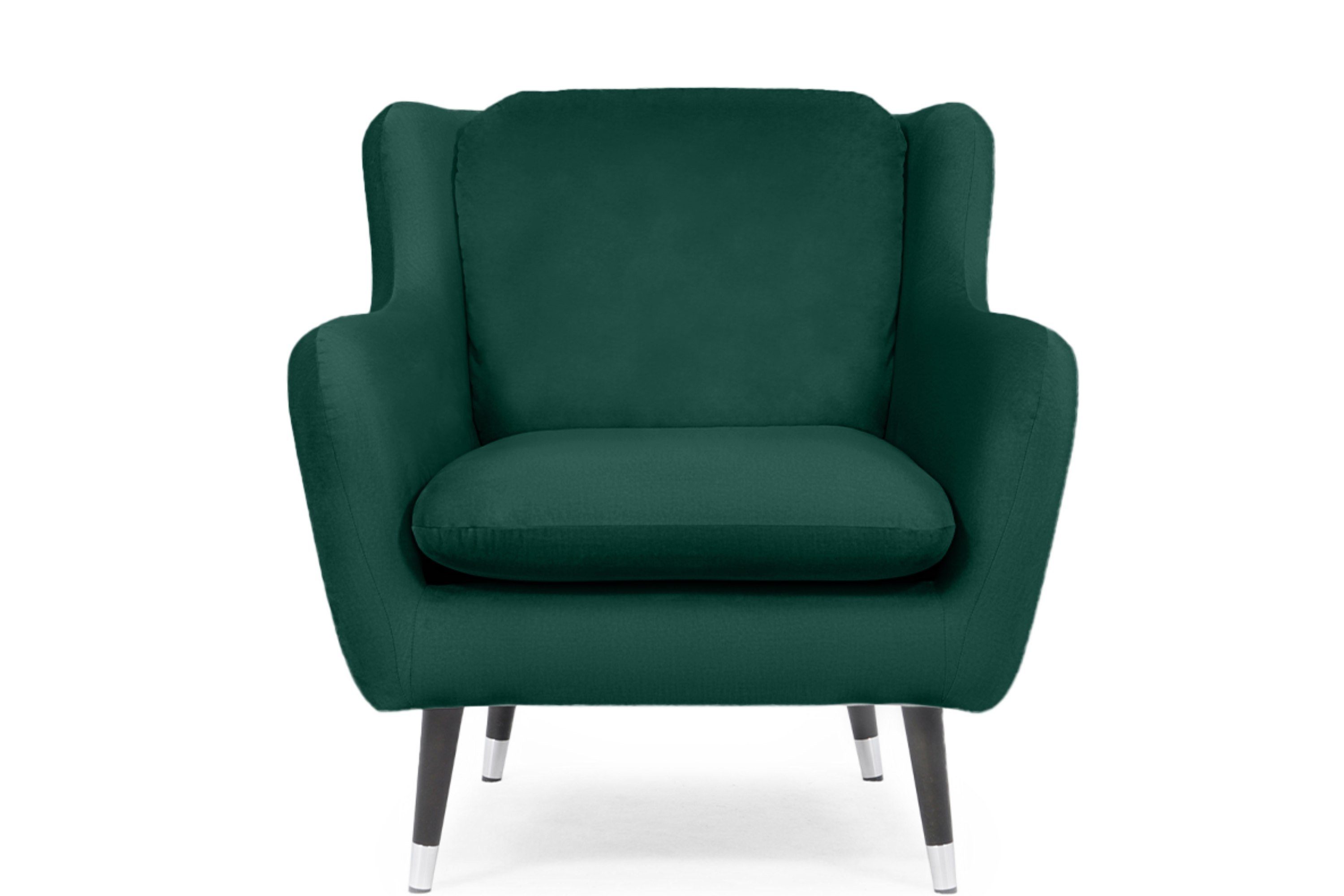 Konsimo Sessel AFOS, auf hohen schwarz lackierten Holzbeinen, wasserabweisender Oberstoff dunkelgrün | dunkelgrün