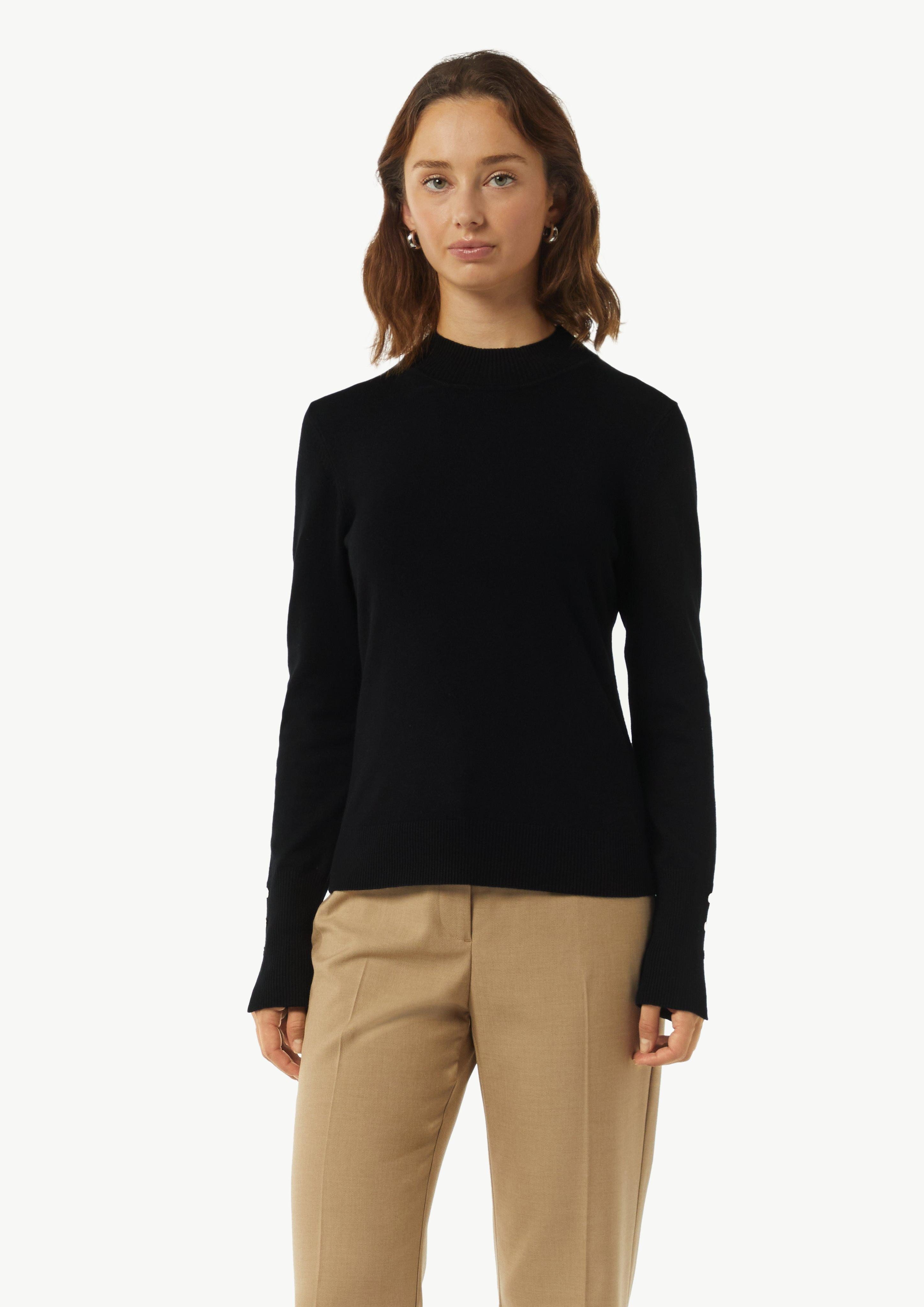 Langarmshirt Feiner Strickpullover mit Zierknöpfen am Ärmel