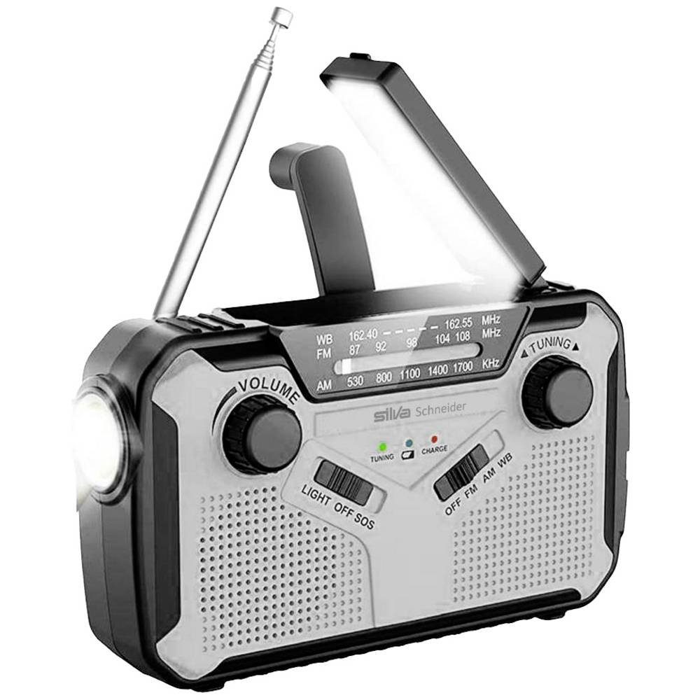 Radio Schneider Solarpanel, Taschenlampe) Notfallradio (Akku-Ladefunktion, Silva Handkurbel,