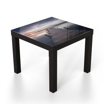 DEQORI Couchtisch 'Steg bei Sonnenuntergang', Glas Beistelltisch Glastisch modern