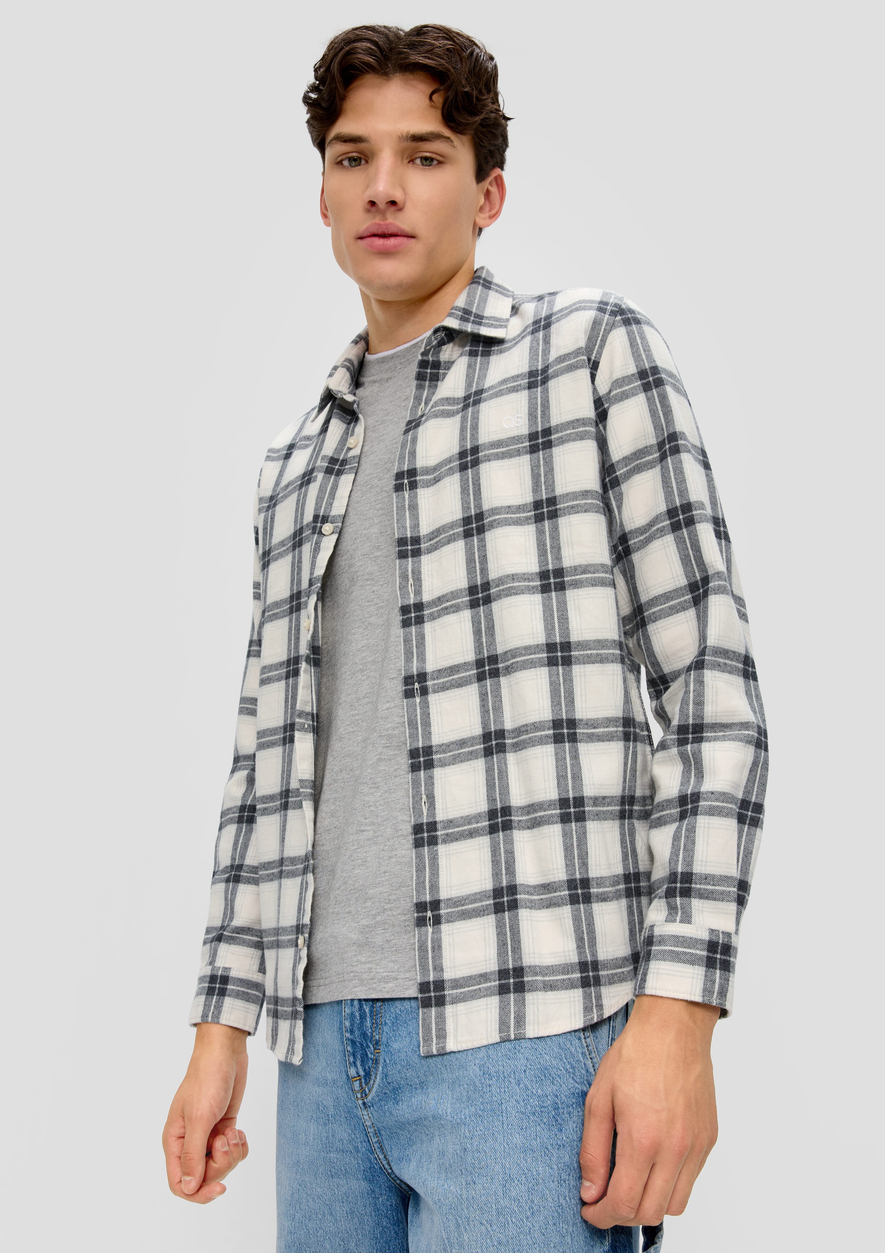 Langarmhemd Slim: Hemd aus Twill