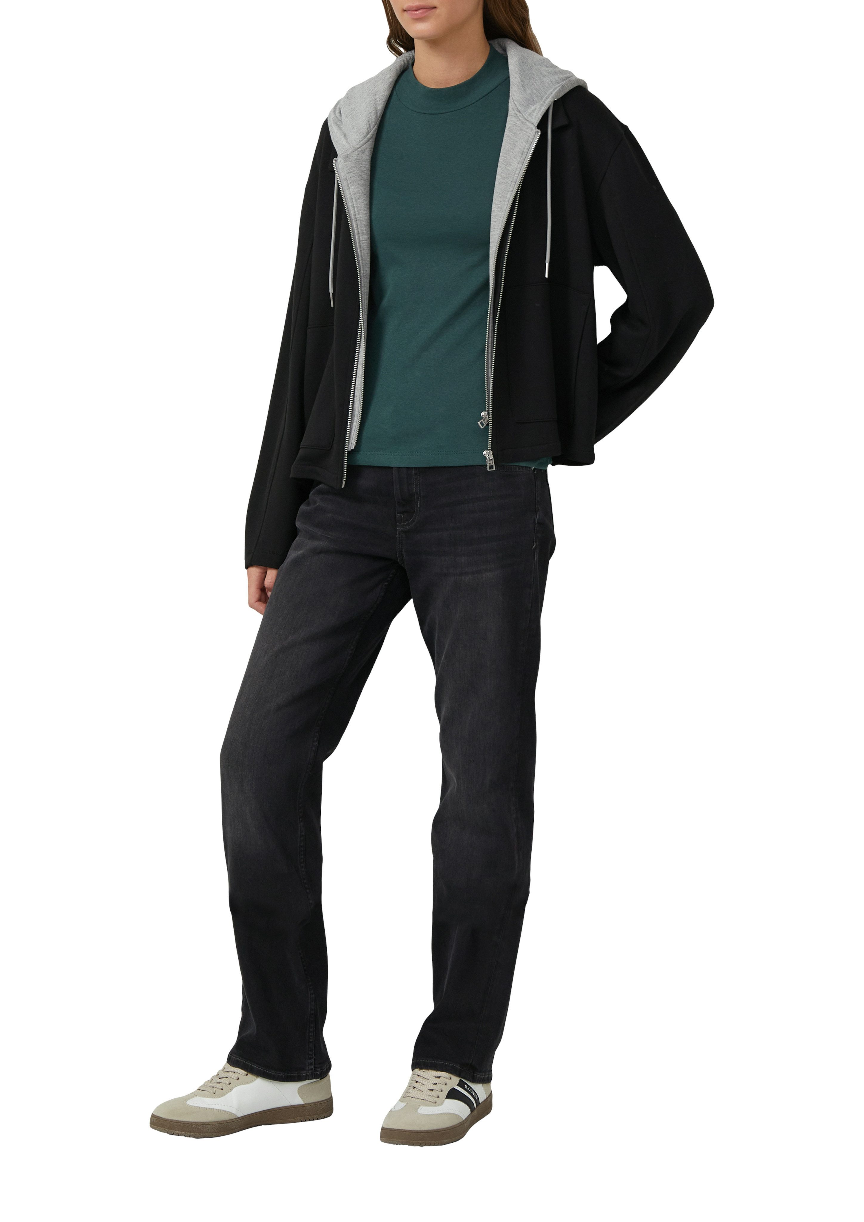 s.Oliver T-Shirt Sommershirt mit Stehkragen und in Ripp-Optik günstig online kaufen