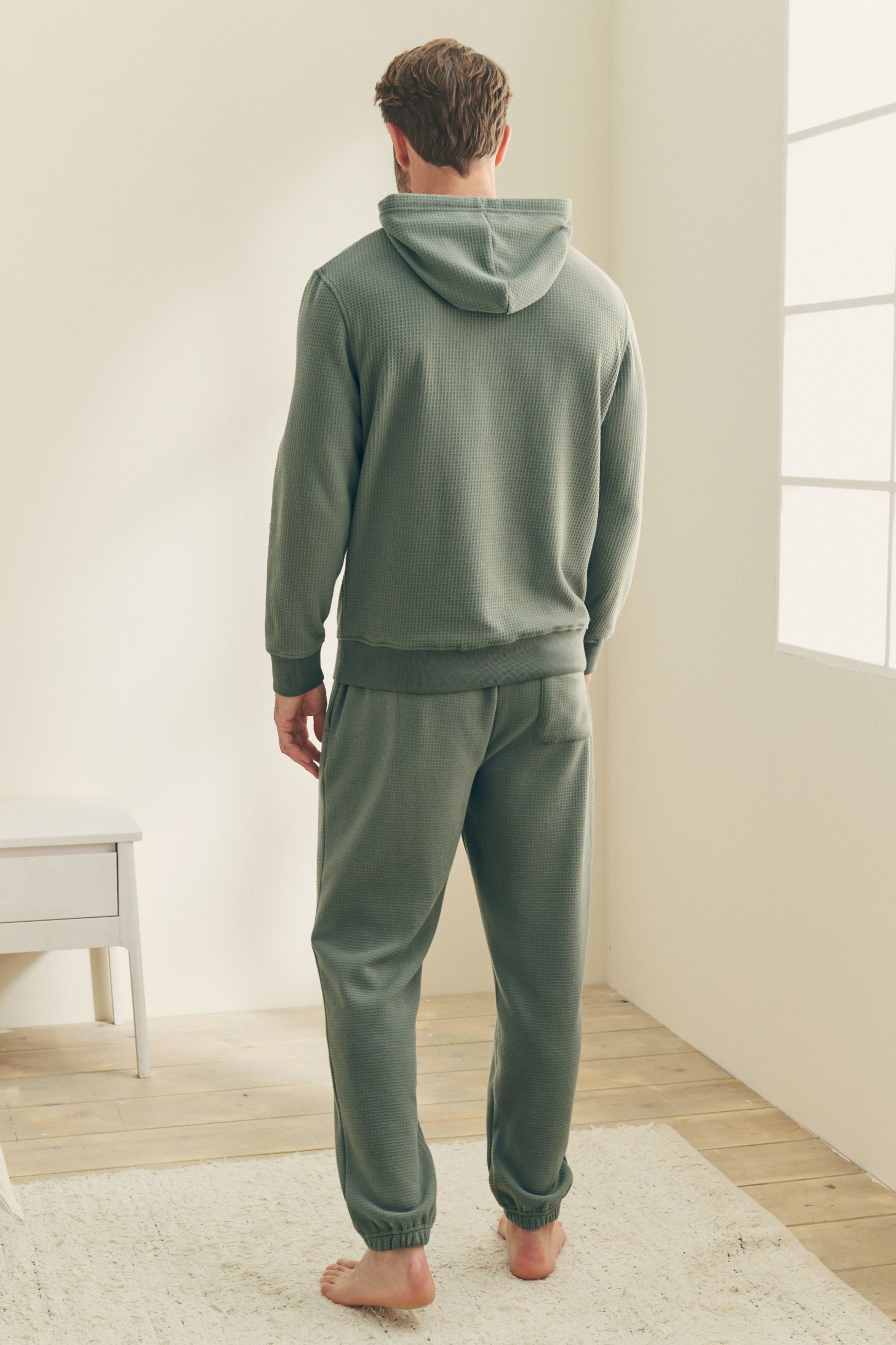 Next Pyjama Weicher Schlafanzug mit Kapuze und Waffelstruktur (2 tlg) günstig online kaufen