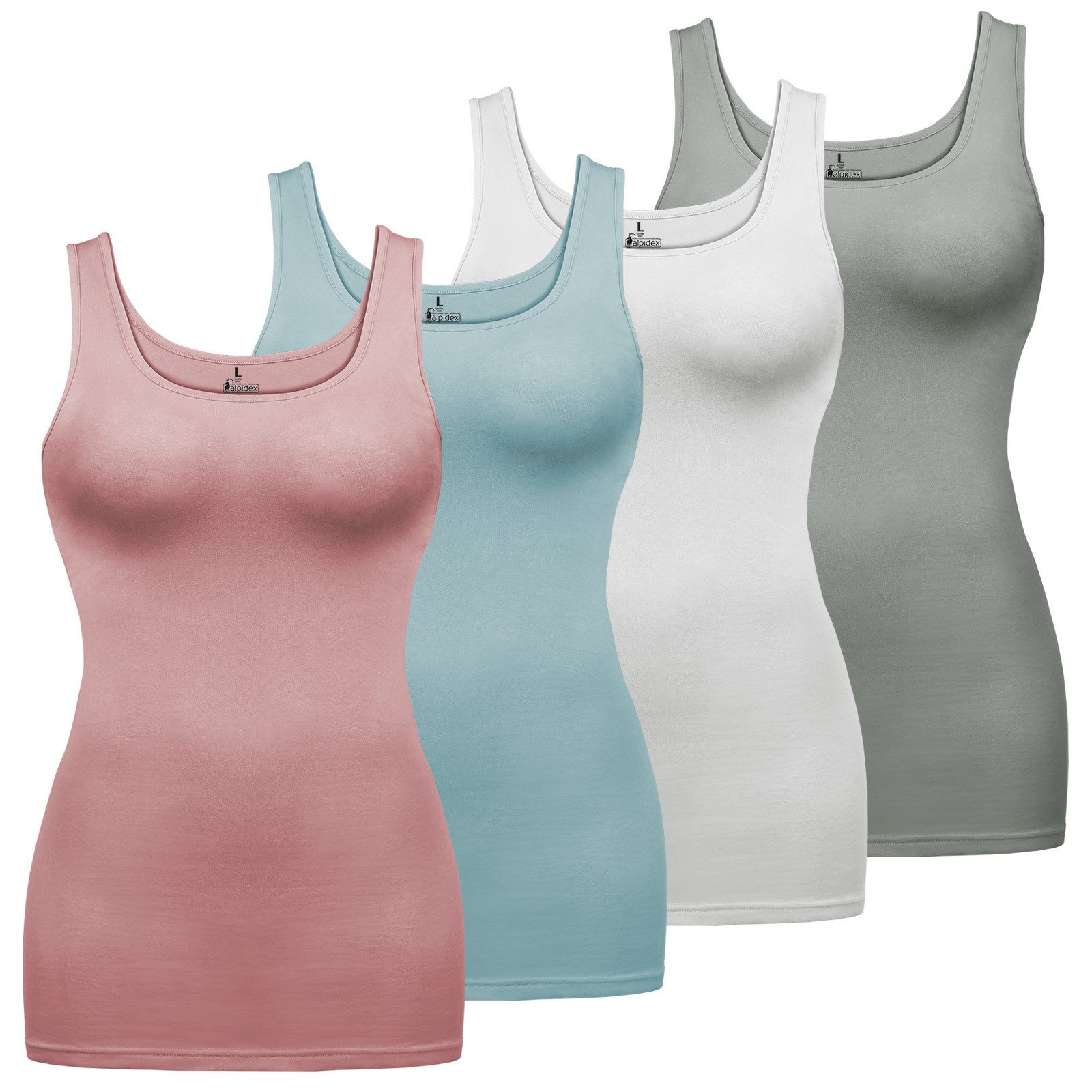 ALPIDEX Achseltop Damen Tops 4er Set Basic Tank Top