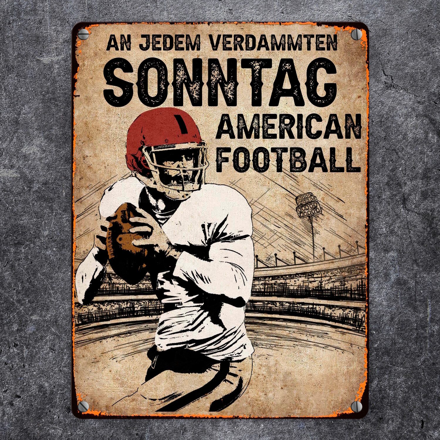 speecheese Metallschild American Football Metallschild in 15x20 cm für echte Footballfans