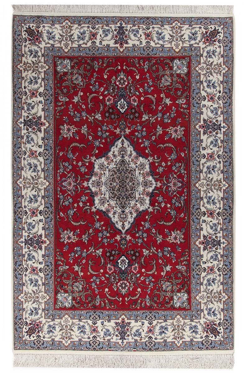 Orientteppich Isfahan Seidenkette 154x232 Handgeknüpfter Orientteppich, Nain Trading, rechteckig, Höhe: 6 mm