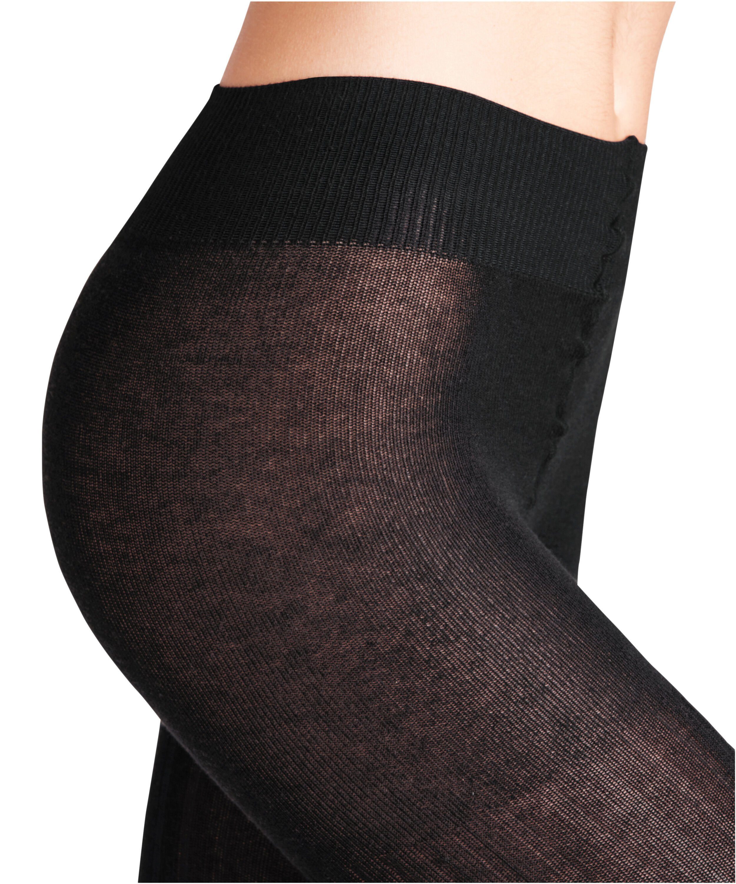 FALKE Rippstruktur Strickstrumpfhose Knit (3000) Cross Strickmuster black St) (1 klassische modernem mit