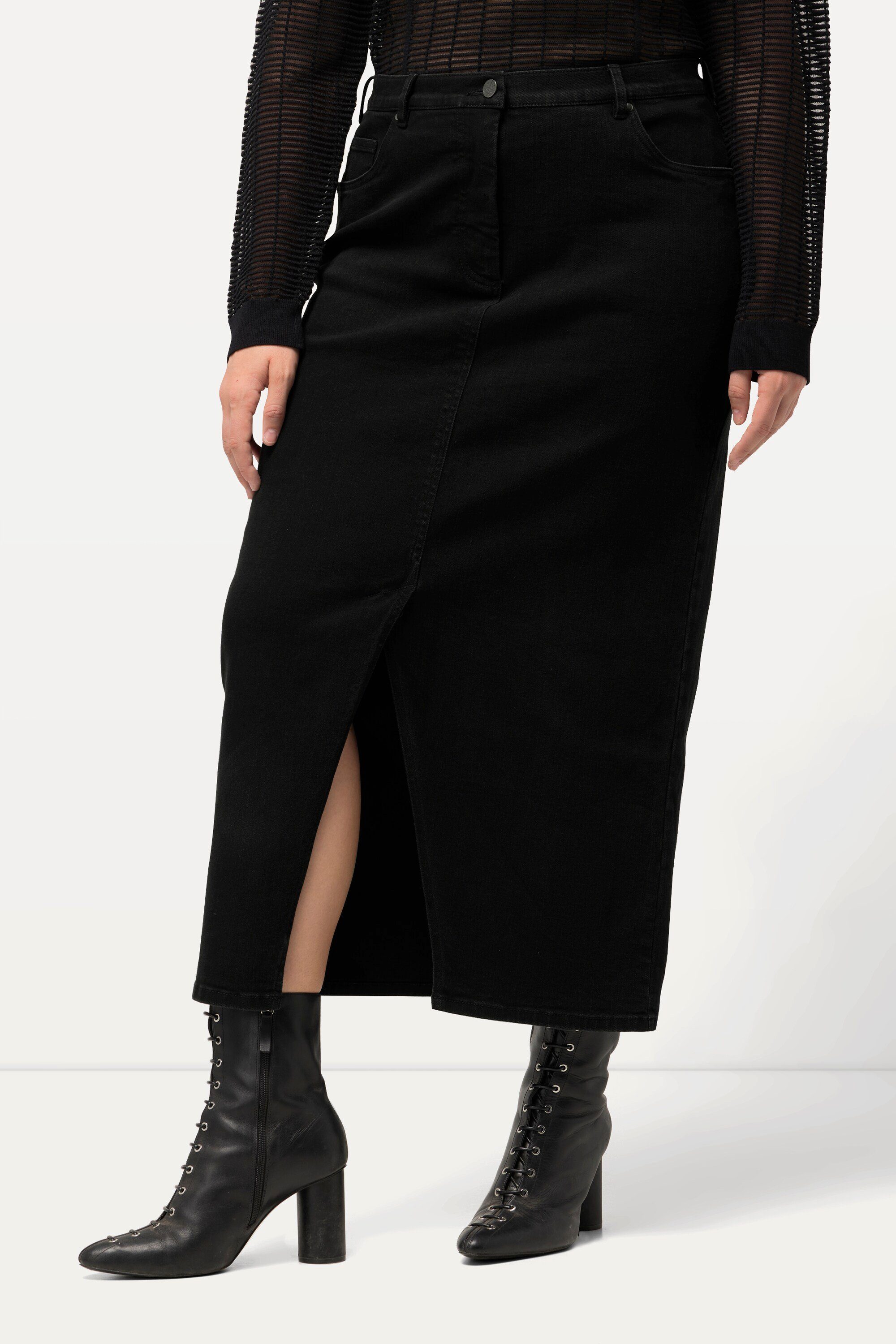 Ulla Popken Jeansrock Jeans-Midirock Saumschlitz Komfortbund günstig online kaufen