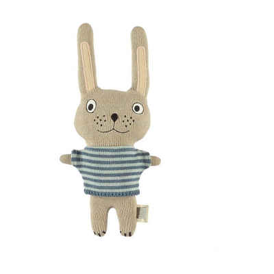 OYOY Kuscheltier Mini Darling Cushion Baby Felix Rabbit, Plüschtier 32 cm Plüschhase Kuscheltier Stofftier Beige/Blau