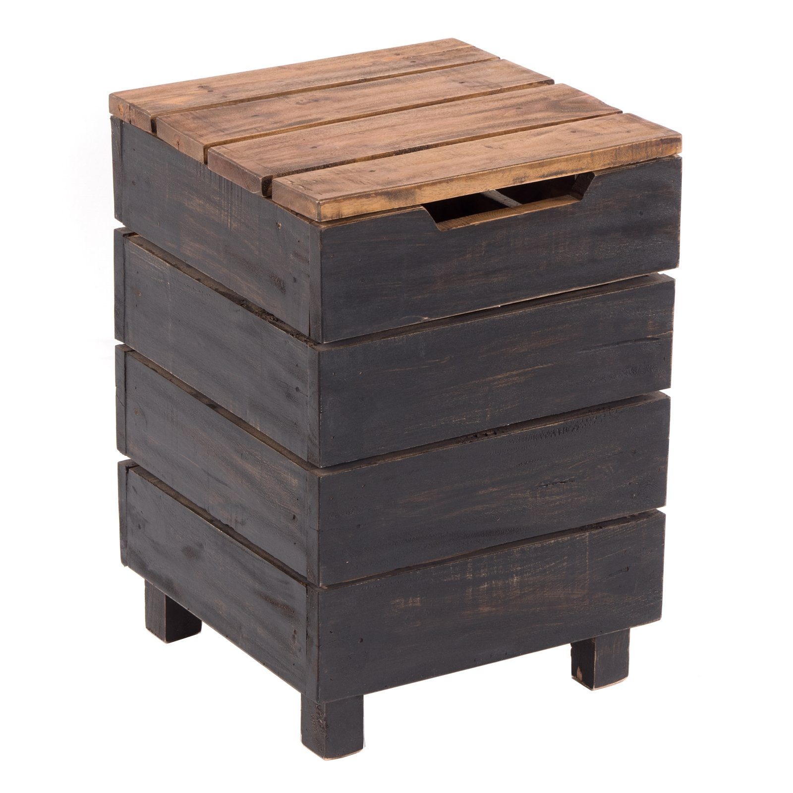 DESIGN DELIGHTS Mülleimer HOCKER "STORAGE 50", 50x35cm (HxB), Altholz, Wäschebox, Beistellbox