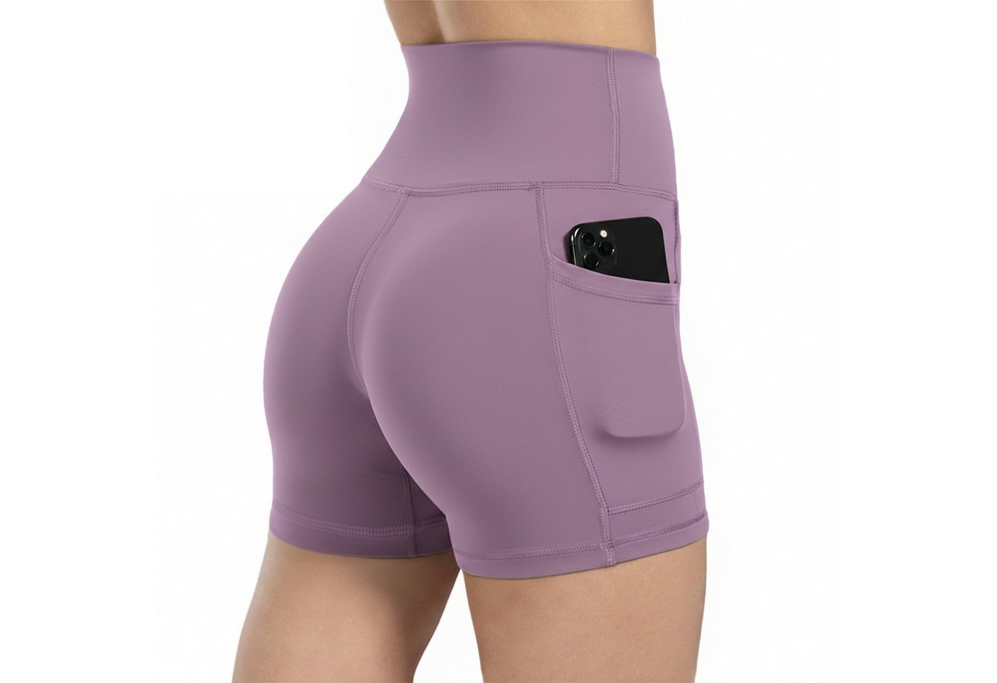 Smilodox Shorts Josie, High Waist Sportshorts enganliegend, Radlerhose Eingrifftaschen Elastischer Bund, Yogahose, Training Workout Freizeit Athleisure