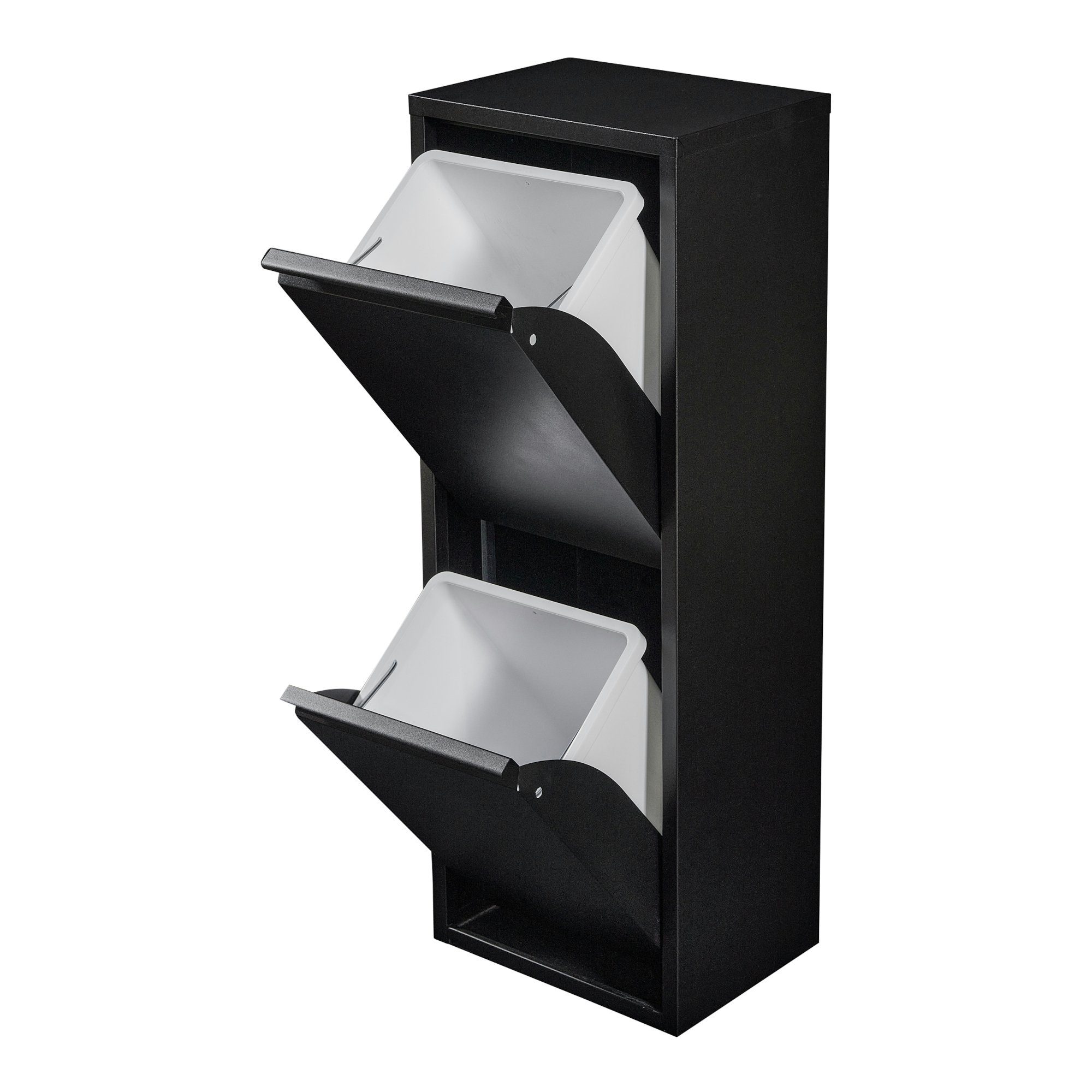 en.casa Mülltrennsystem, »Sollentuna« mit 2 Kippfächern Metall 2 x 14 L Eimer Schwarz