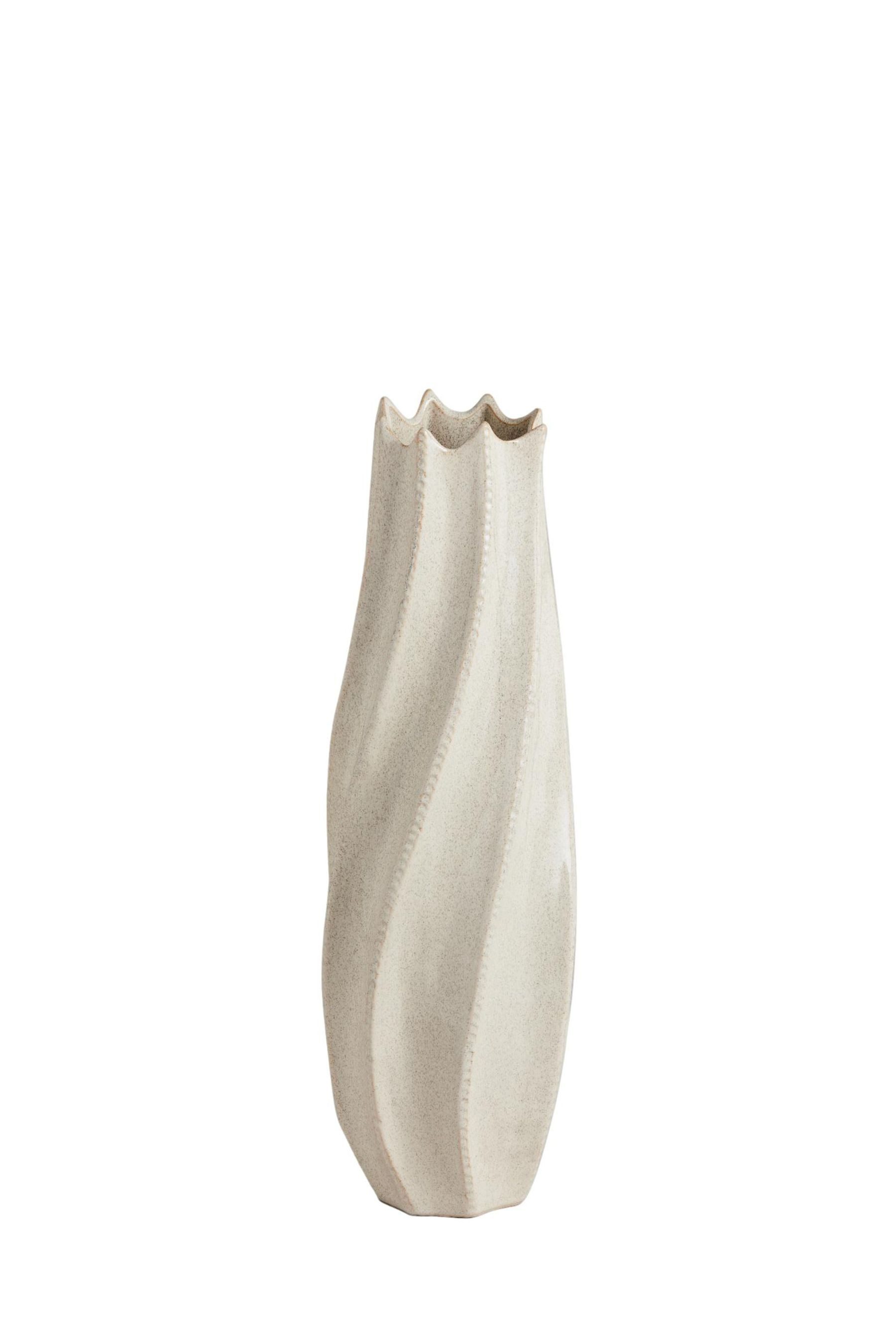 Next Dekovase Extragroße Bodenvase aus Keramik mit Raffdesign