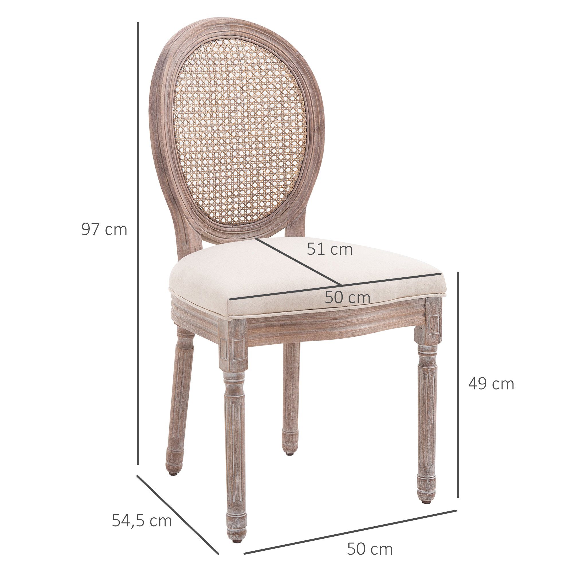 HOMCOM Küchenstuhl Polsterstuhl Vintage St), 1 Esszimmerstuhl Retro Lehnstuhl (Küchenstuhl,