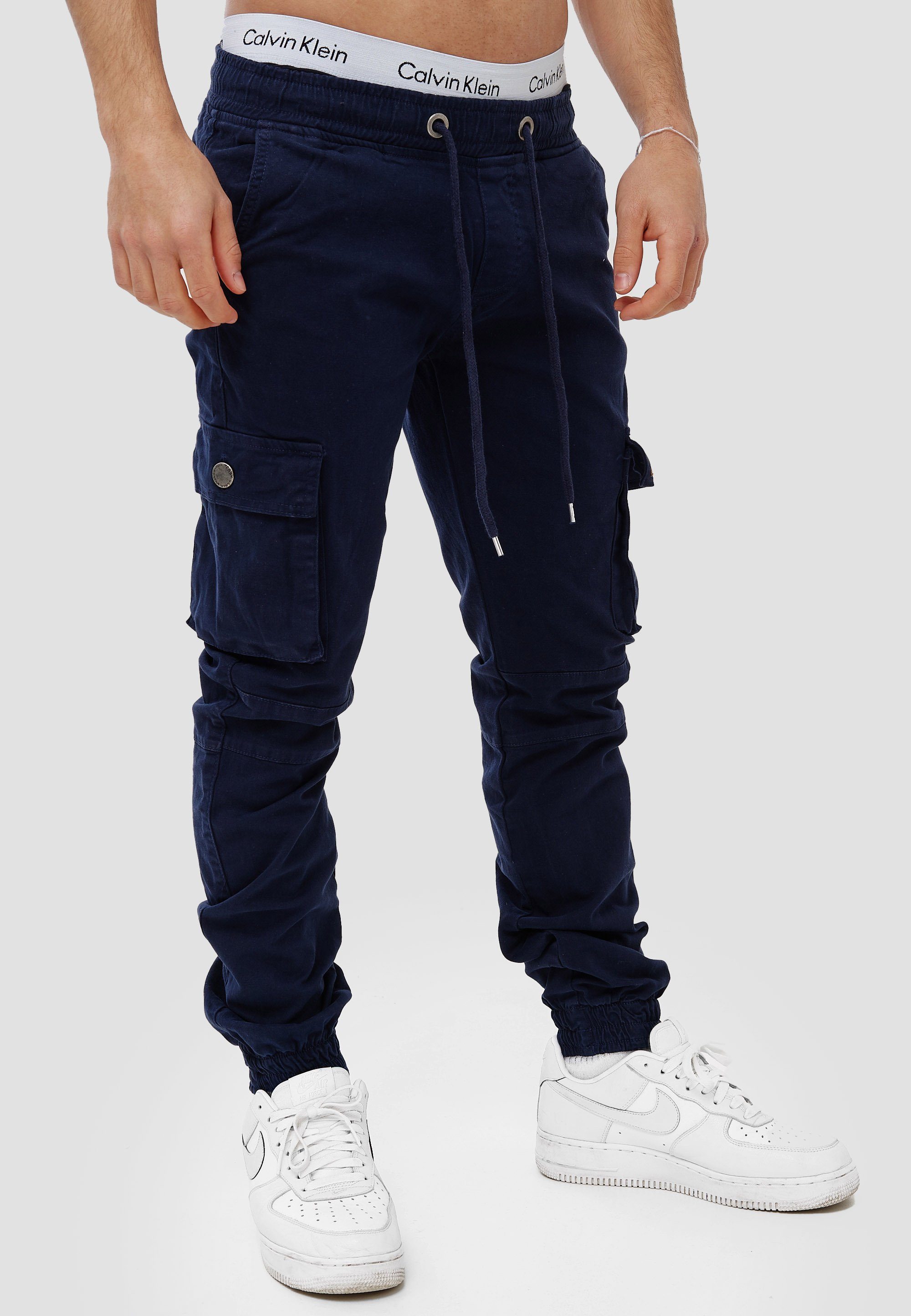 Navy Cargohose Business Straight-Jeans Freizeit H-3413 Casual (Chino Streetwear, OneRedox 1-tlg)