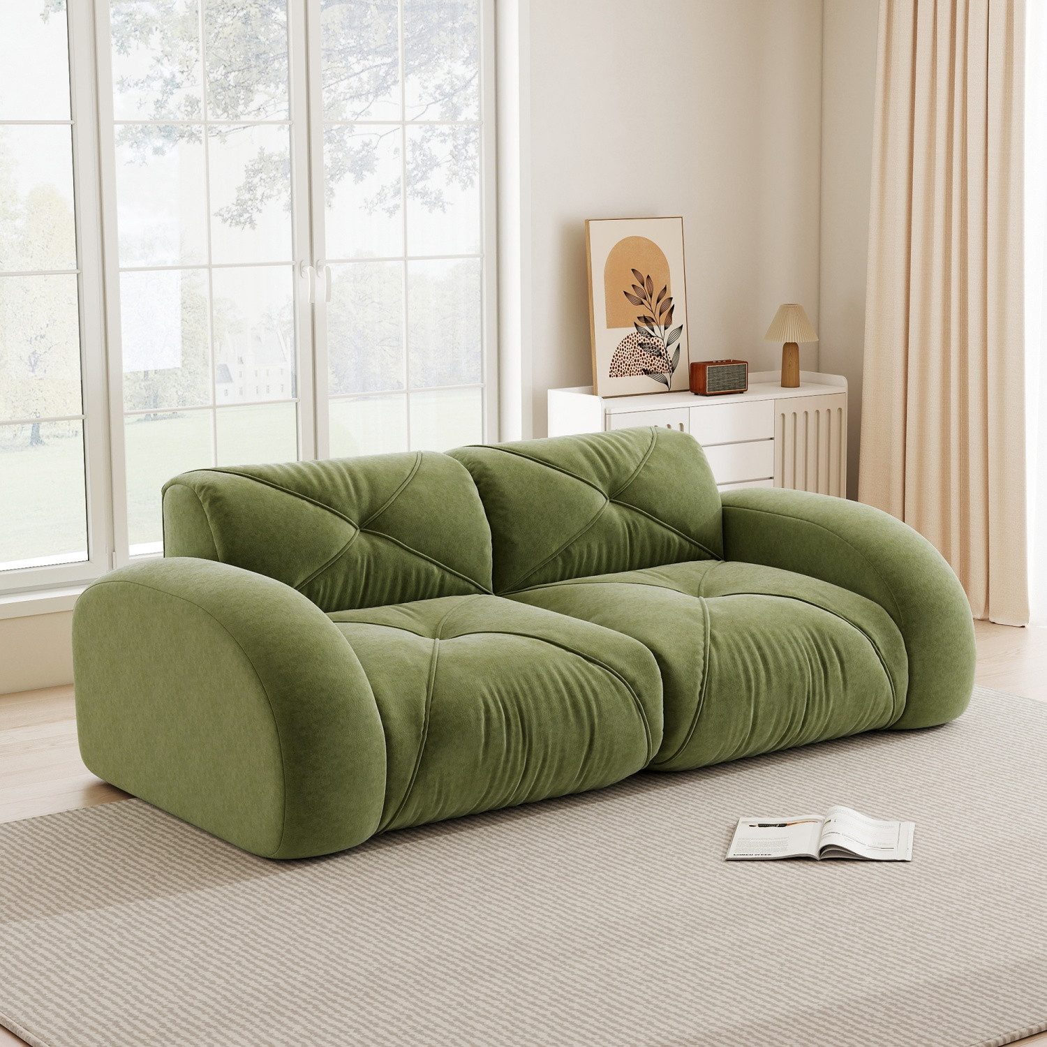 ANYSUN 2-Sitzer modulares 2-Sitzer-Sofa,Polstersofa,Chaiselongue Chenille-Sofa, Komprimiertes Sofa,rutschfester Unterseite,32D-Schaumstoff hoher Dichte, für Wohnzimmer,Schlafzimmer und Heimkino, keine Montage erforderlich