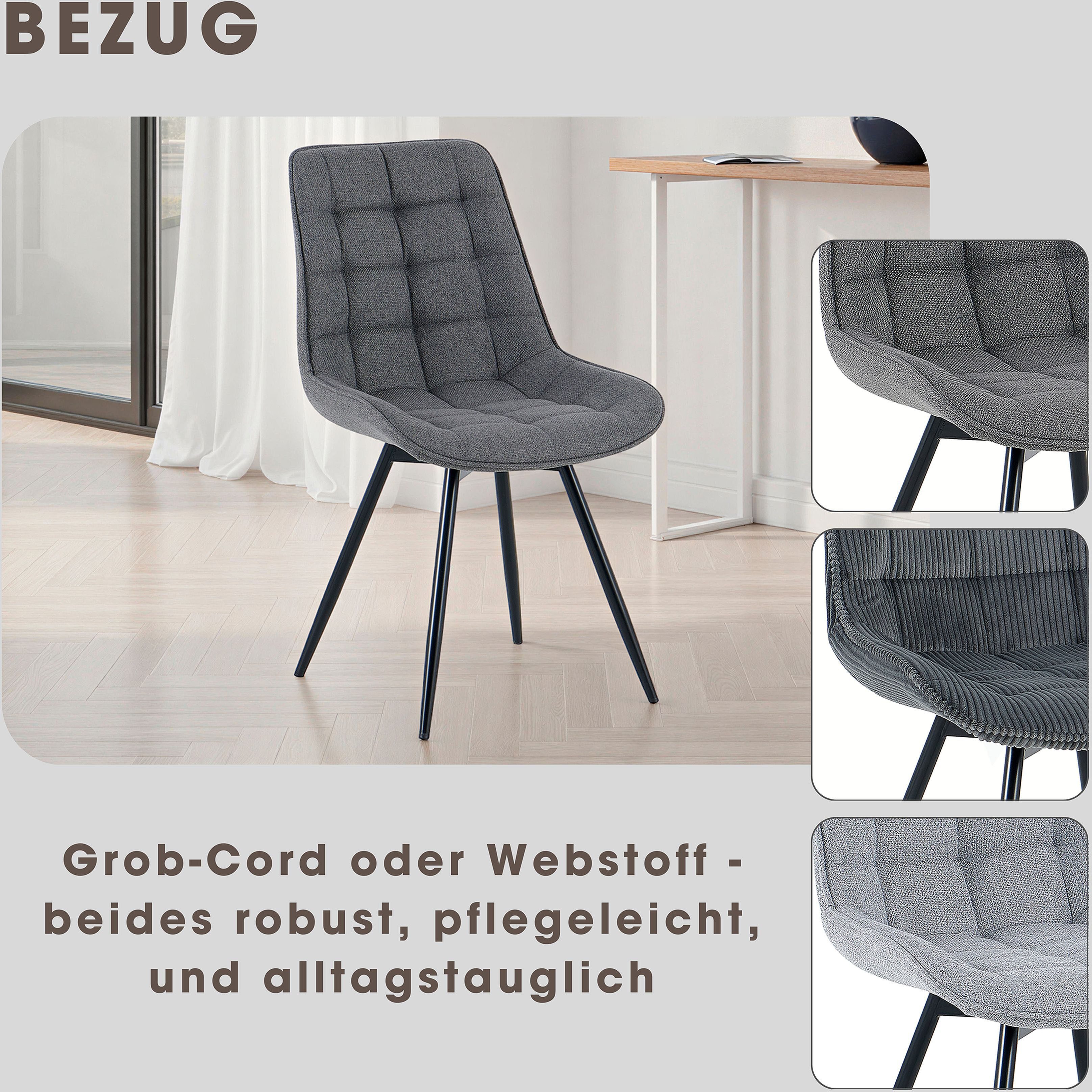 OTTO home Esszimmerstuhl Catania (Set, 2 St), bequemer Stuhl, 360 Grad drehbar in verschiedenen Stoffen und Farben.