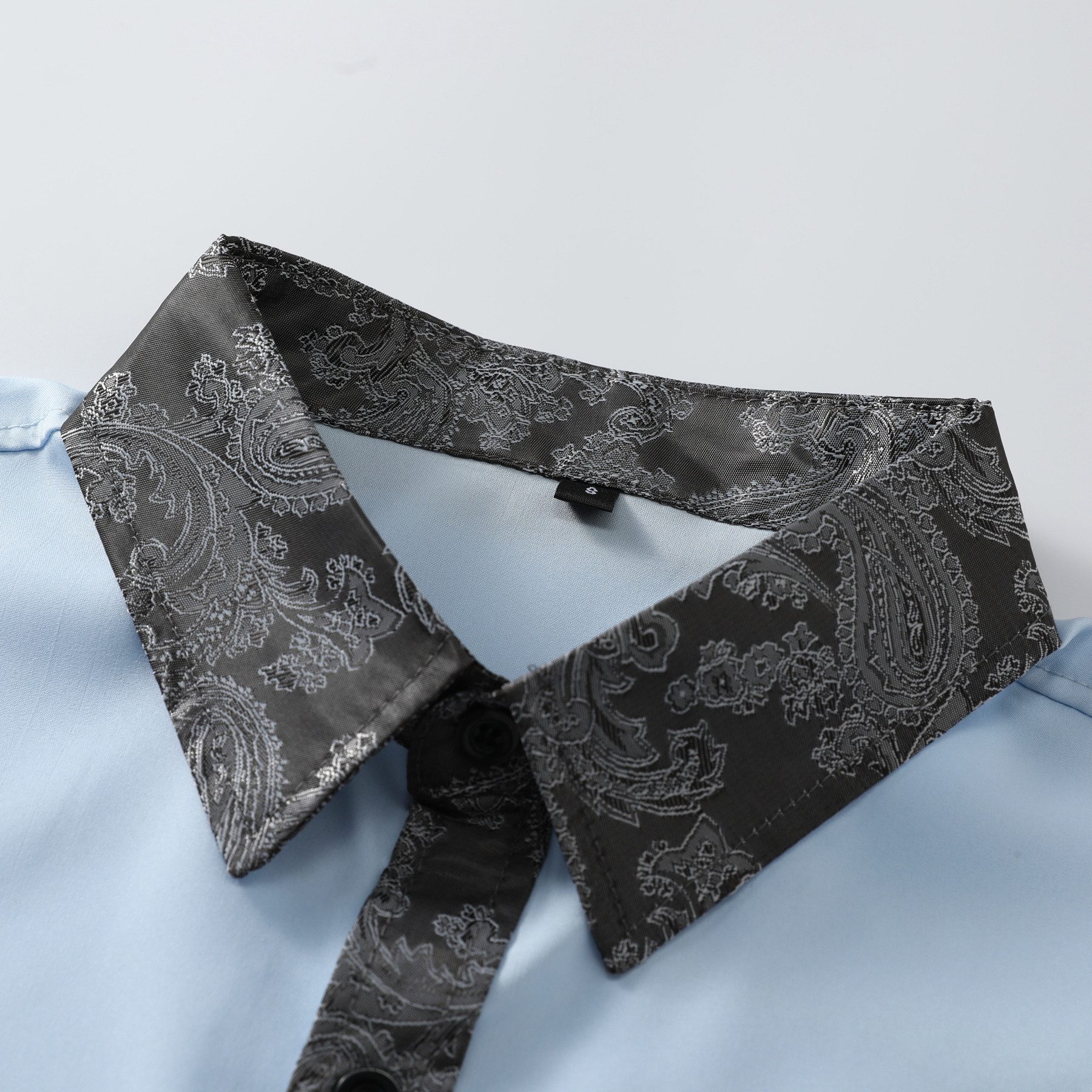 Allthemen Langarmhemd mit Stickmuster Kontrast Langarmhemd Regular Fit