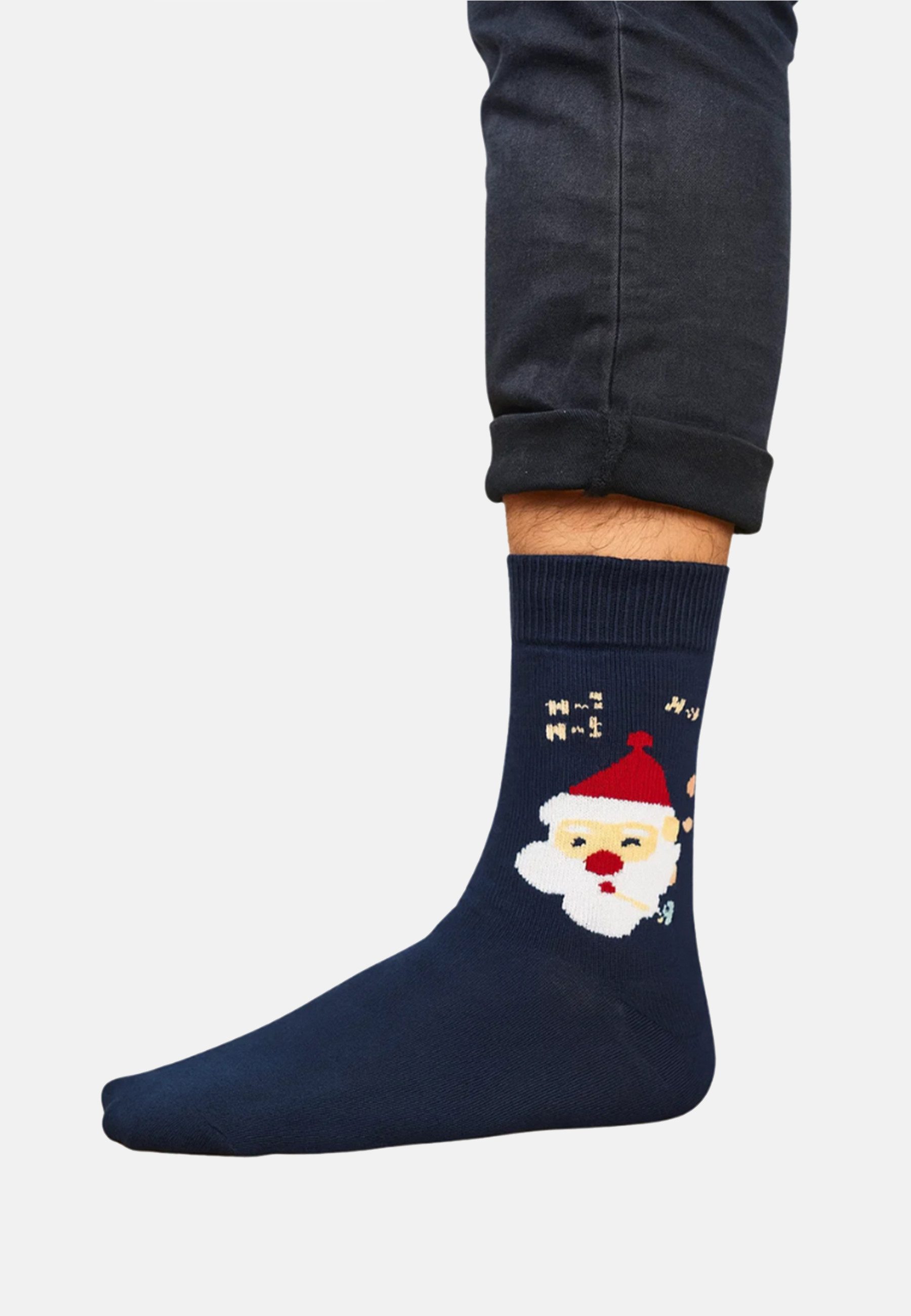 Yuhu Socken Herren Weihnachtssocken 2er Set mit Weihnachtsmotiv aus Baumwolle (2-Paar)