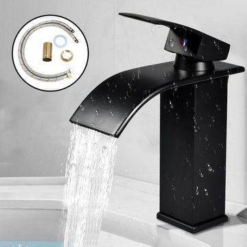 Eumaty Waschtischarmatur Wasserfall Waschbecken 304 Edelstahl wassersparend für Badezimmer Hochwertige Wasserhahn Bad Einhebelmischer