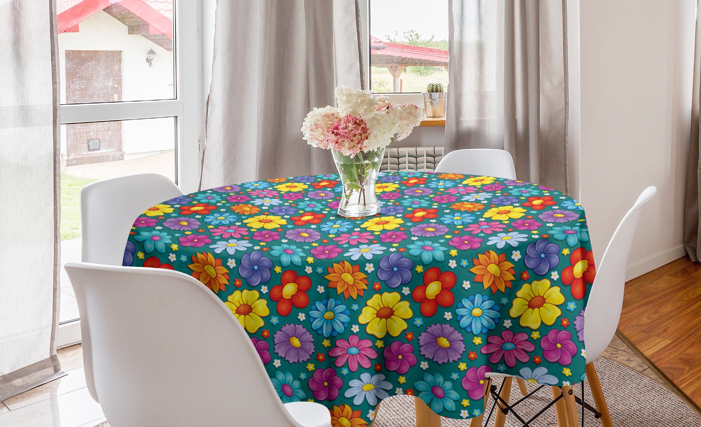 Abakuhaus Tischdecke Kreis Tischdecke Abdeckung für Esszimmer Küche Dekoration, Blume Frische Frühlings-Baby-Muster