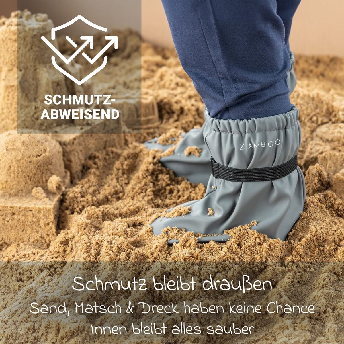 Zamboo Füßlinge Grau Überzieher Schuhe mit Fleece Gefütterte Baby Regenfüßlinge wasserdicht