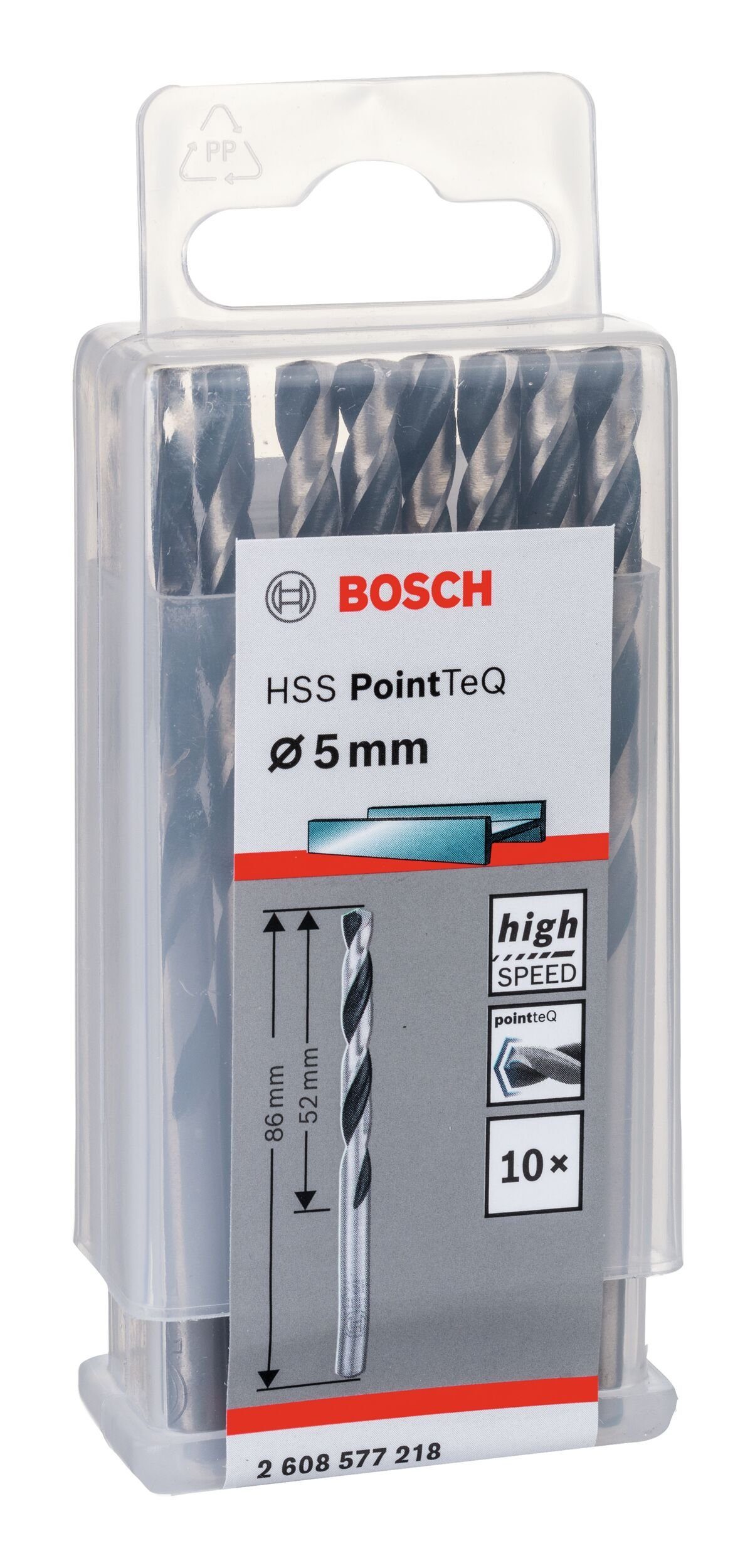 PointTeQ (10 - BOSCH Stück), HSS 338) Metallspiralbohrer mm (DIN 10er-Pack 5 - Metallbohrer,