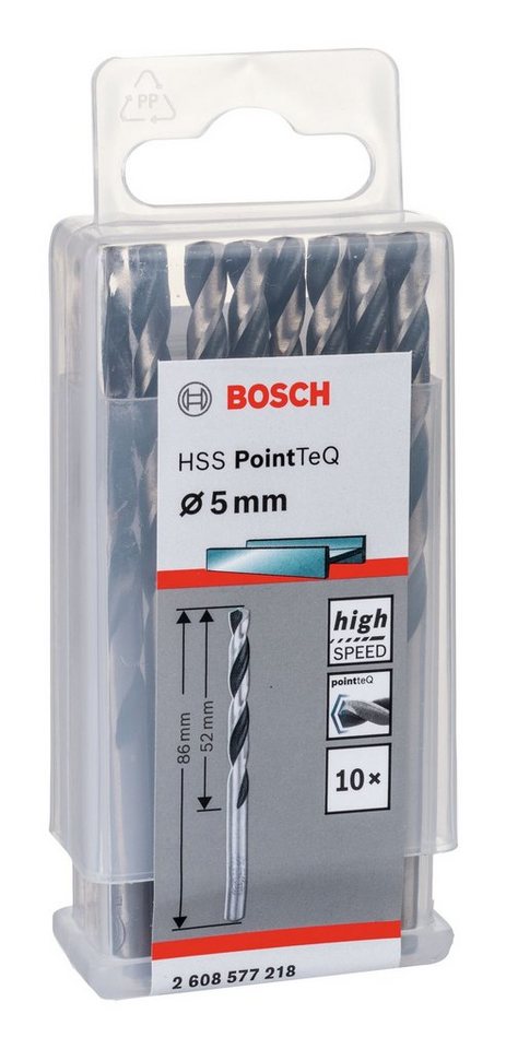 Thumbnail - BOSCH Metallbohrer, (10 Stück), HSS PointTeQ (DIN 338) Metallspiralbohrer - 5 mm - 10er-Pack