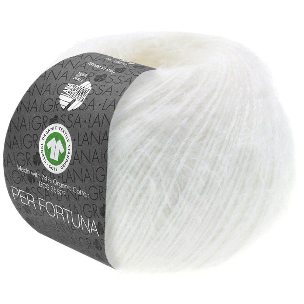 LANA GROSSA PER FORTUNA Flauschiges Kettengarn aus Baumwolle Häkelwolle, 190 m (Weiches Strickgarn für Pullover, Cardigans & Tops, Flauschige Struktur für moderne Strickmode mit Fashion-Charakter), 50 g