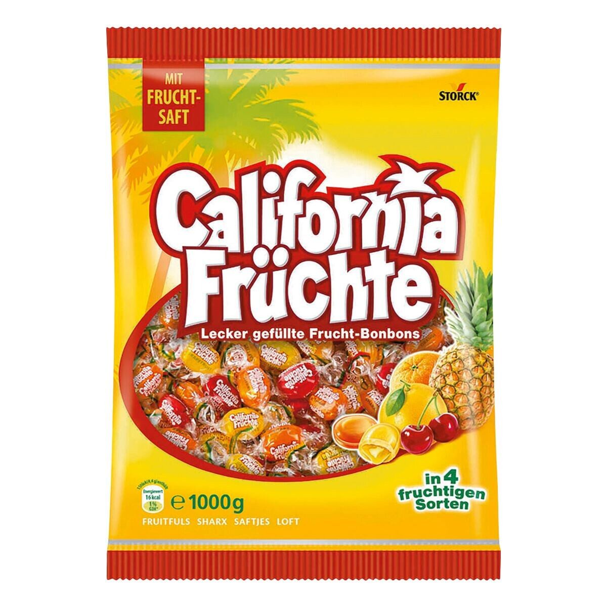 STORCK Süßigkeit California Früchte, Gefüllte Fruchtbonbons, 1 kg