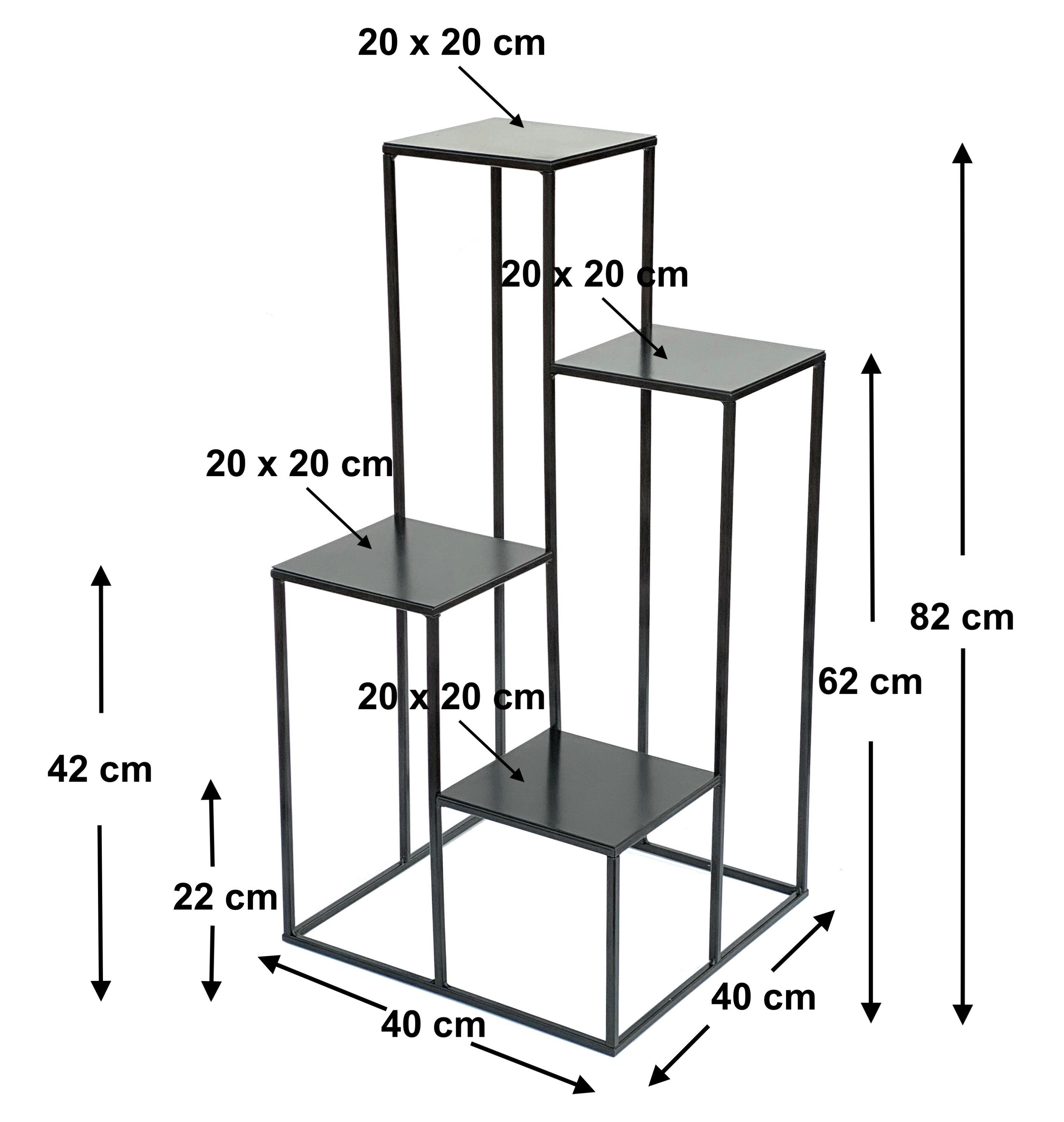 Metall Blumentreppe Pflanzenständer Pflanzentreppe Modern 82 DanDiBo Blumenständer Blumenhocker Schwarz cm Blumensäule 435 Blumenständer