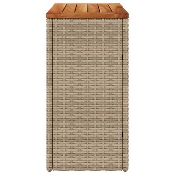 vidaXL Gartentisch Garten-Beistelltisch Holzplatte Beige 58x27,5x55 cm Poly Rattan