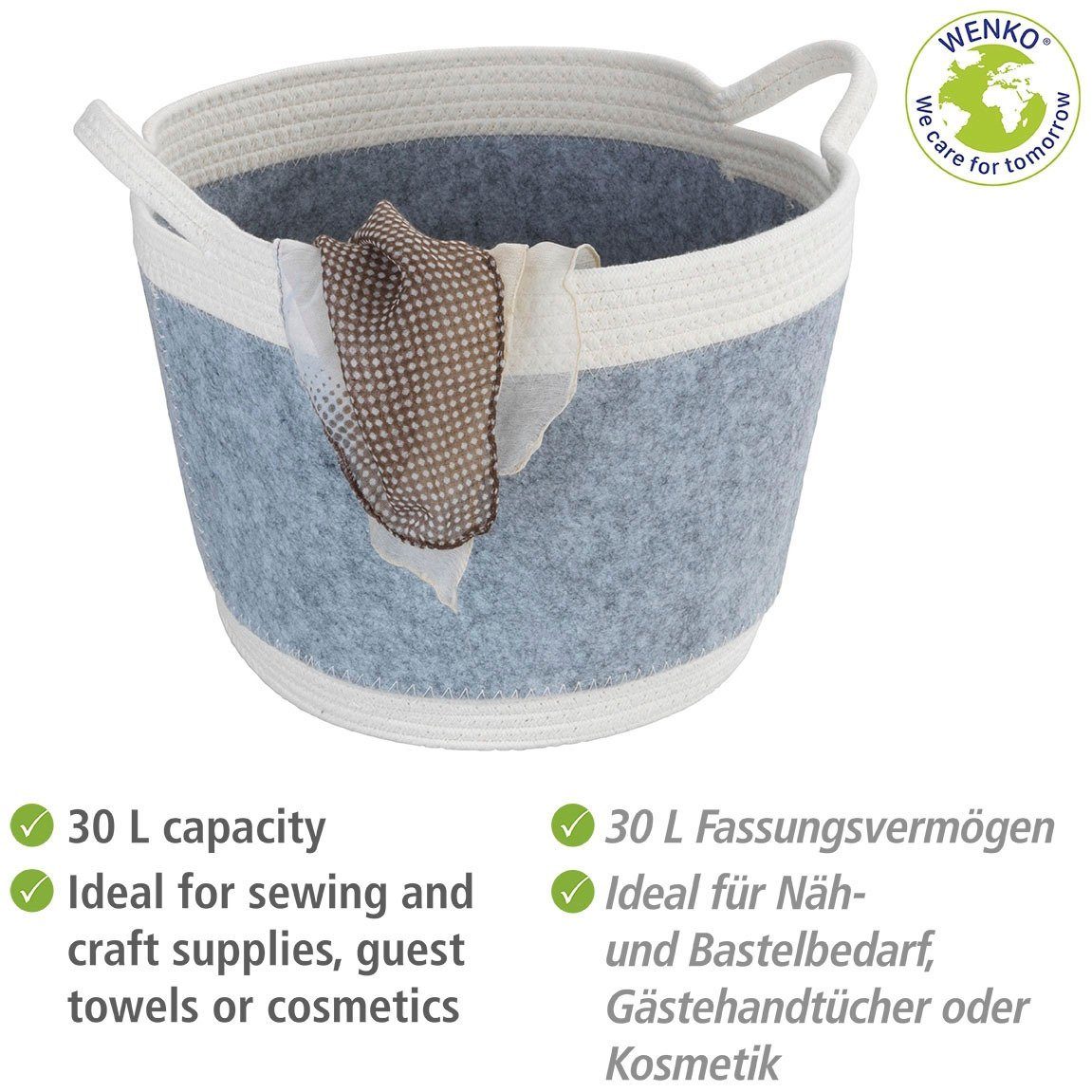 Bea Aufbewahrungskorb aus recyceltem Korb (1 WENKO Polyesterfilz St),