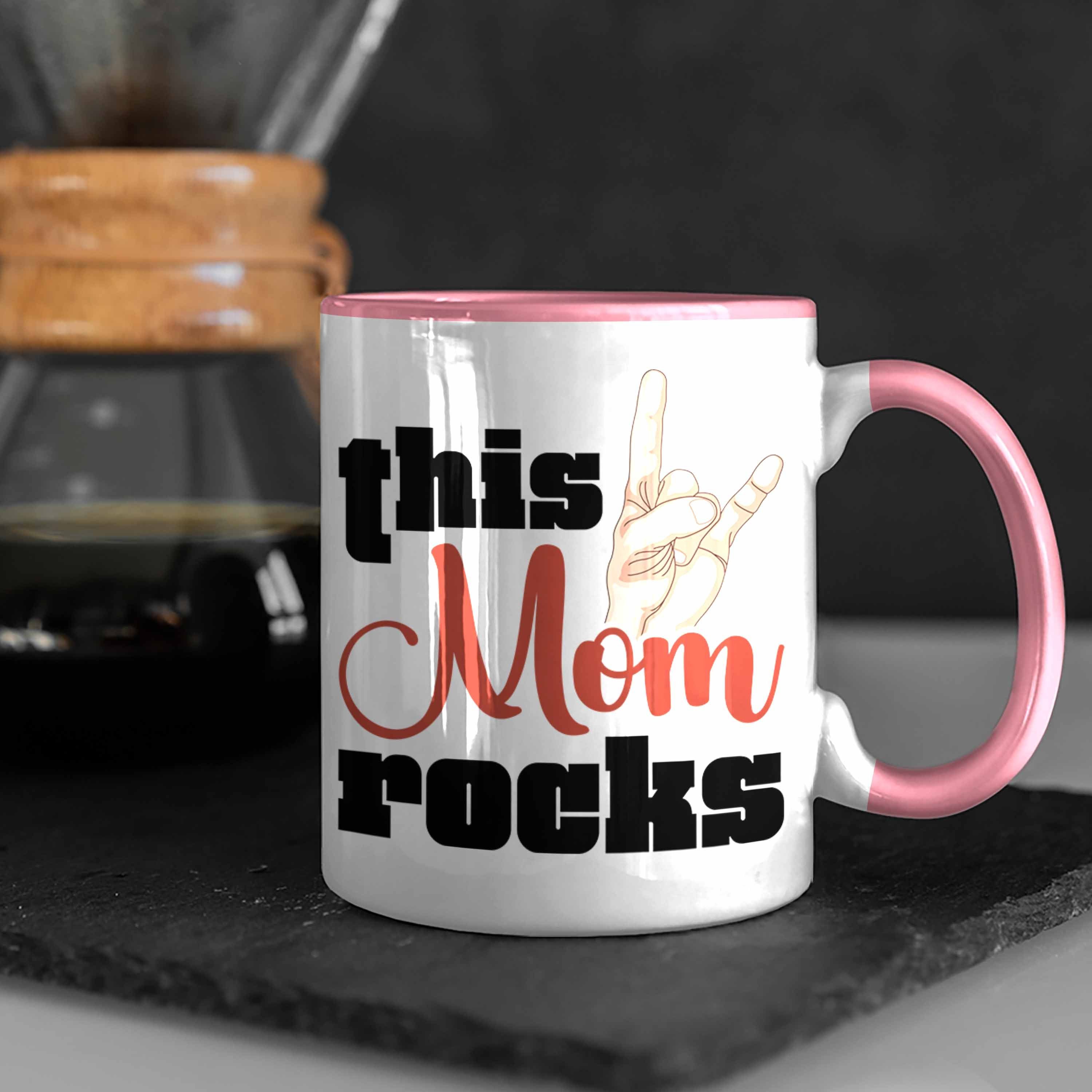 Trendation Tasse Trendation - This Rocks Mom Tasse Rosa Geschenkidee Rockn Lustige Roll Mama