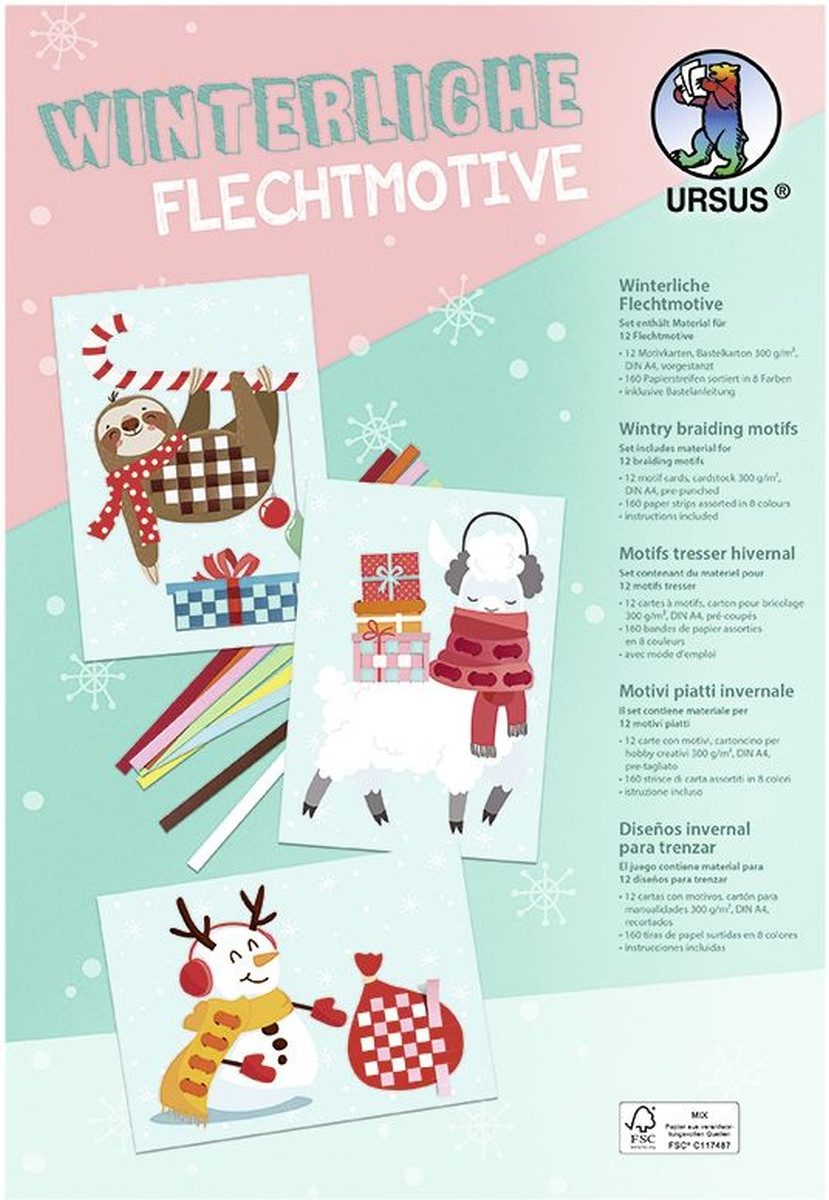 Ursus - Ludwig Bähr Bastelfilz Flechtmotive Winterliche Motive A4 VE=12 Stück