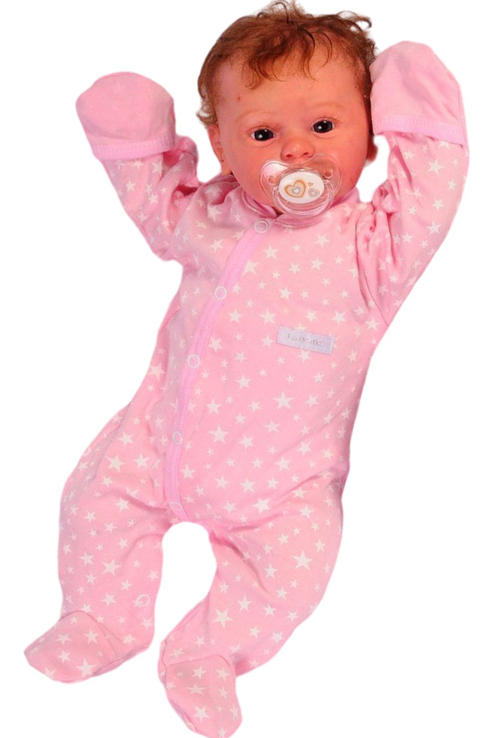 Strampler Baby Schlafanzug Overall mit Kratzschutz in Rosa Einteiler